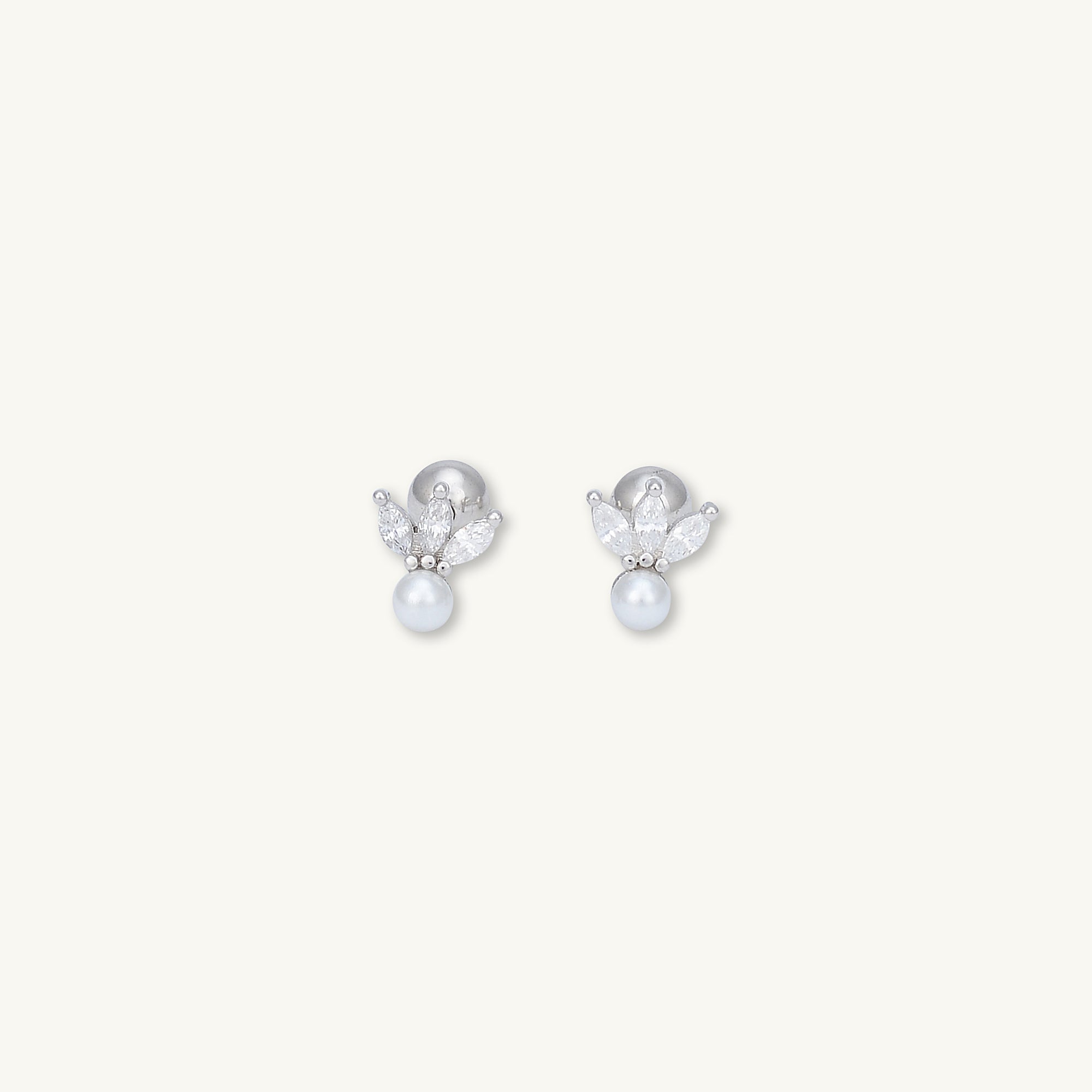 Lotus Pearl Sapphire Barbell Stud Cartilage Earrings