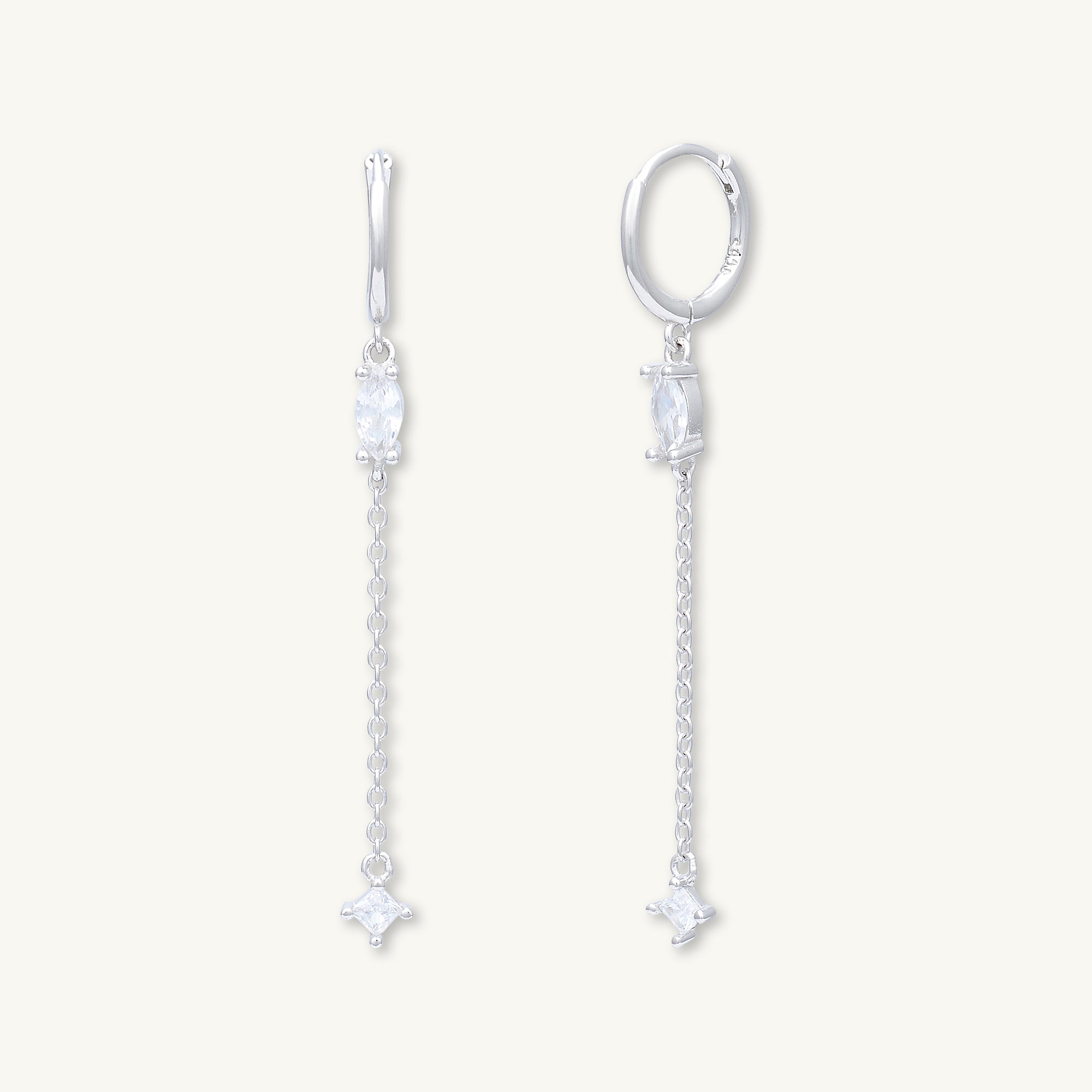 Marquise Sapphire Drop Huggie Earrings