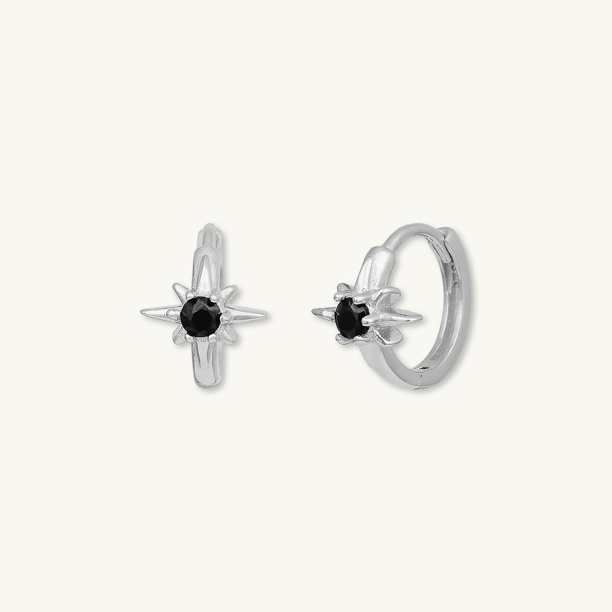 North Star Black Huggie Earrings