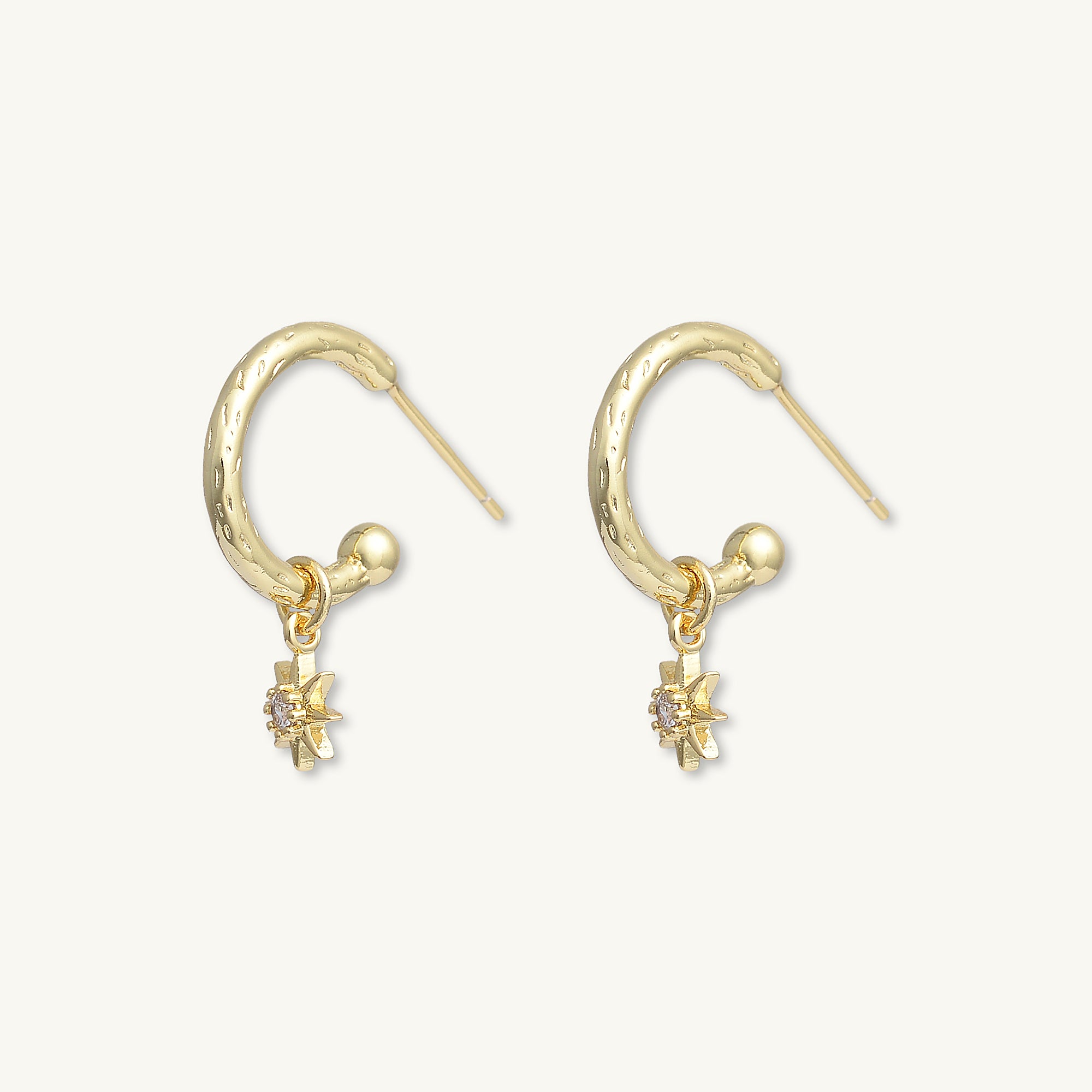 North Star Dangle Molten Huggie Earrings