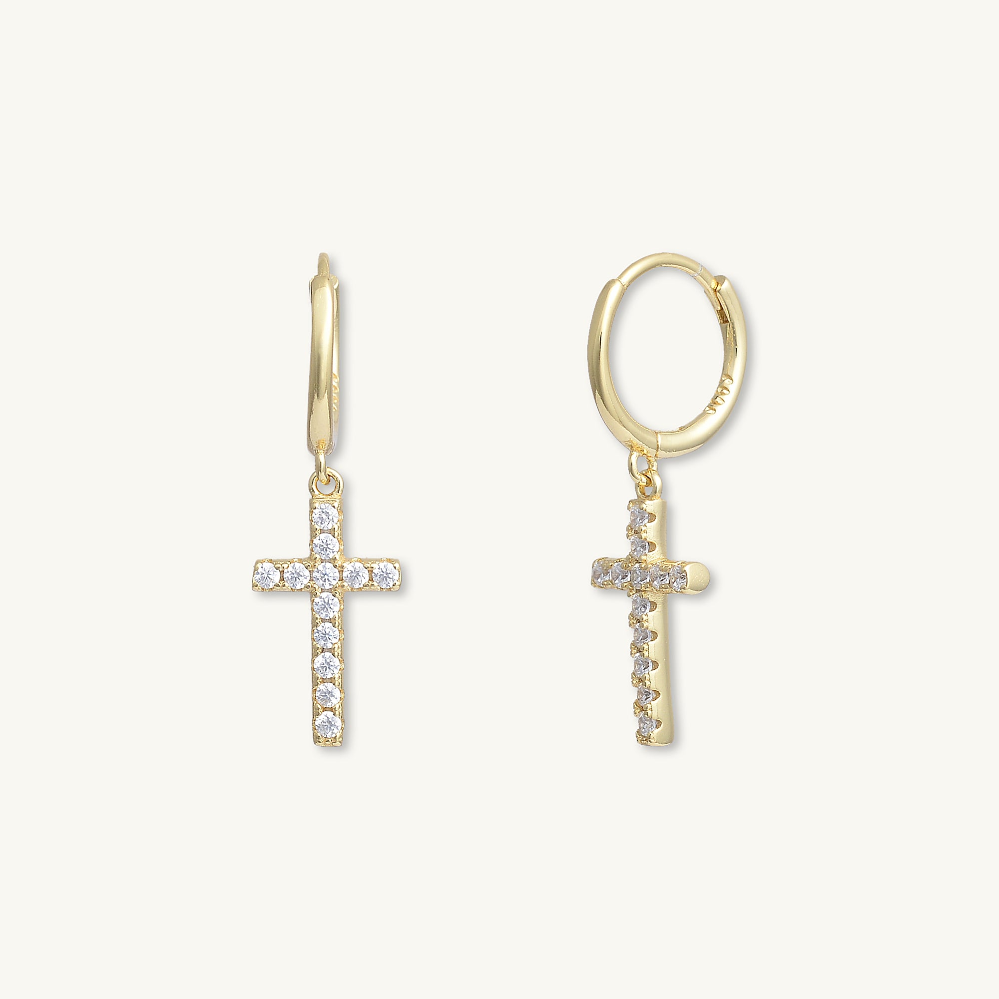 Classic Cross Zirconia Huggie Earrings