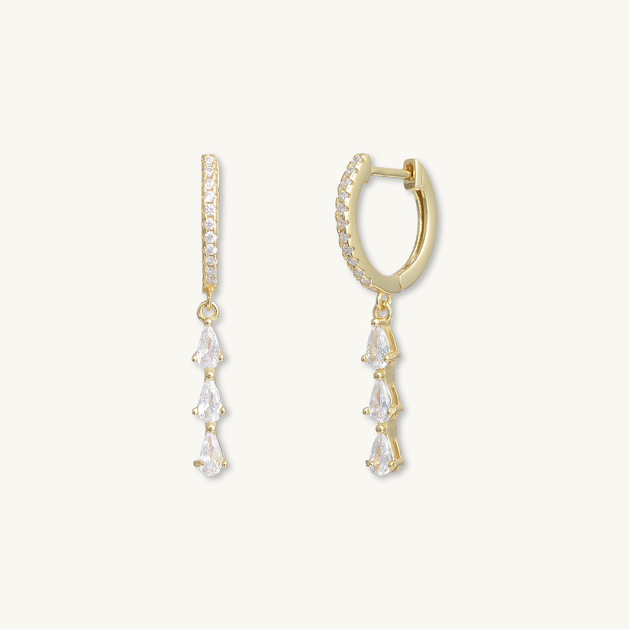 Teardrop Bar Zirconia Huggie Hoop Earrings