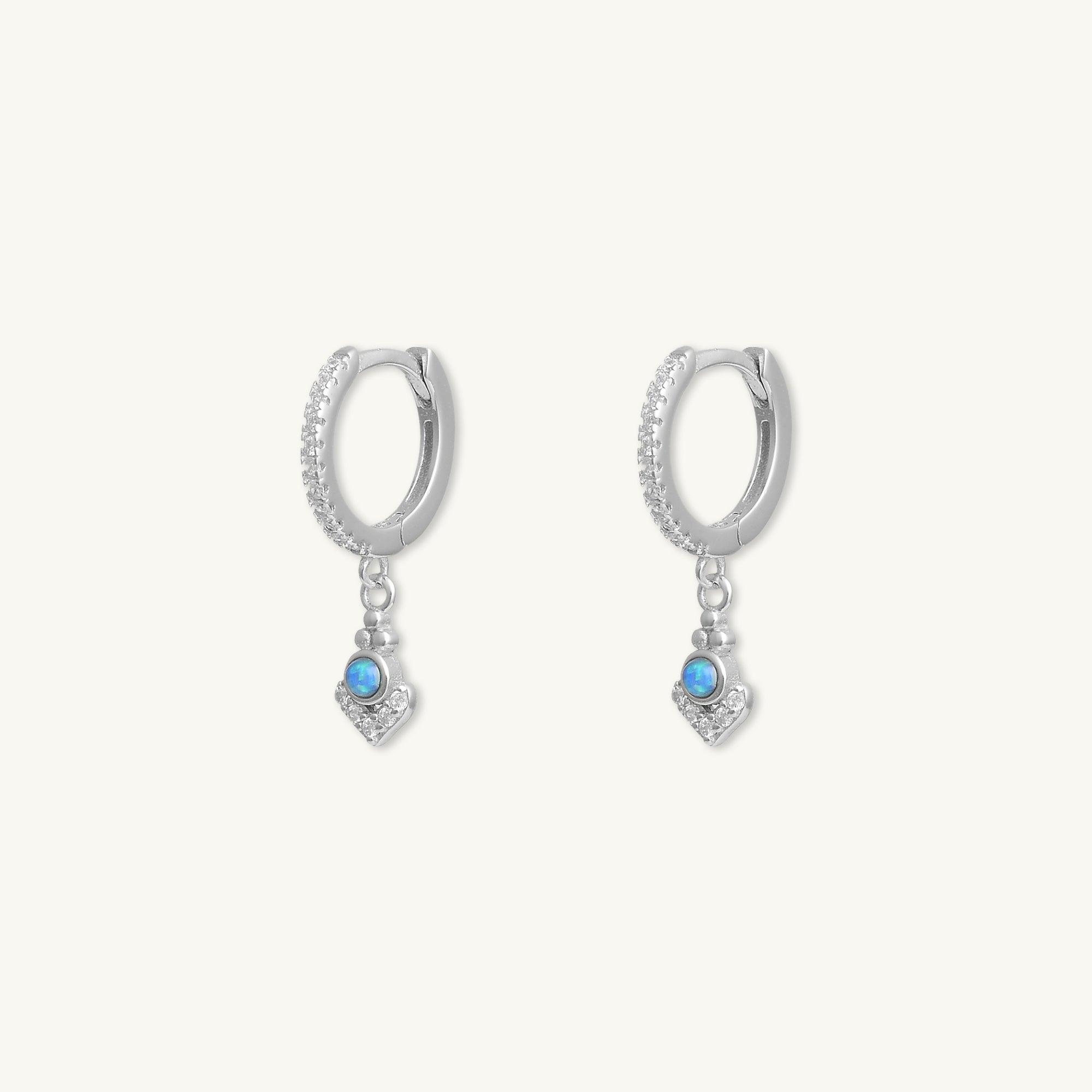 Blue Opal Anchor Huggie Earrings