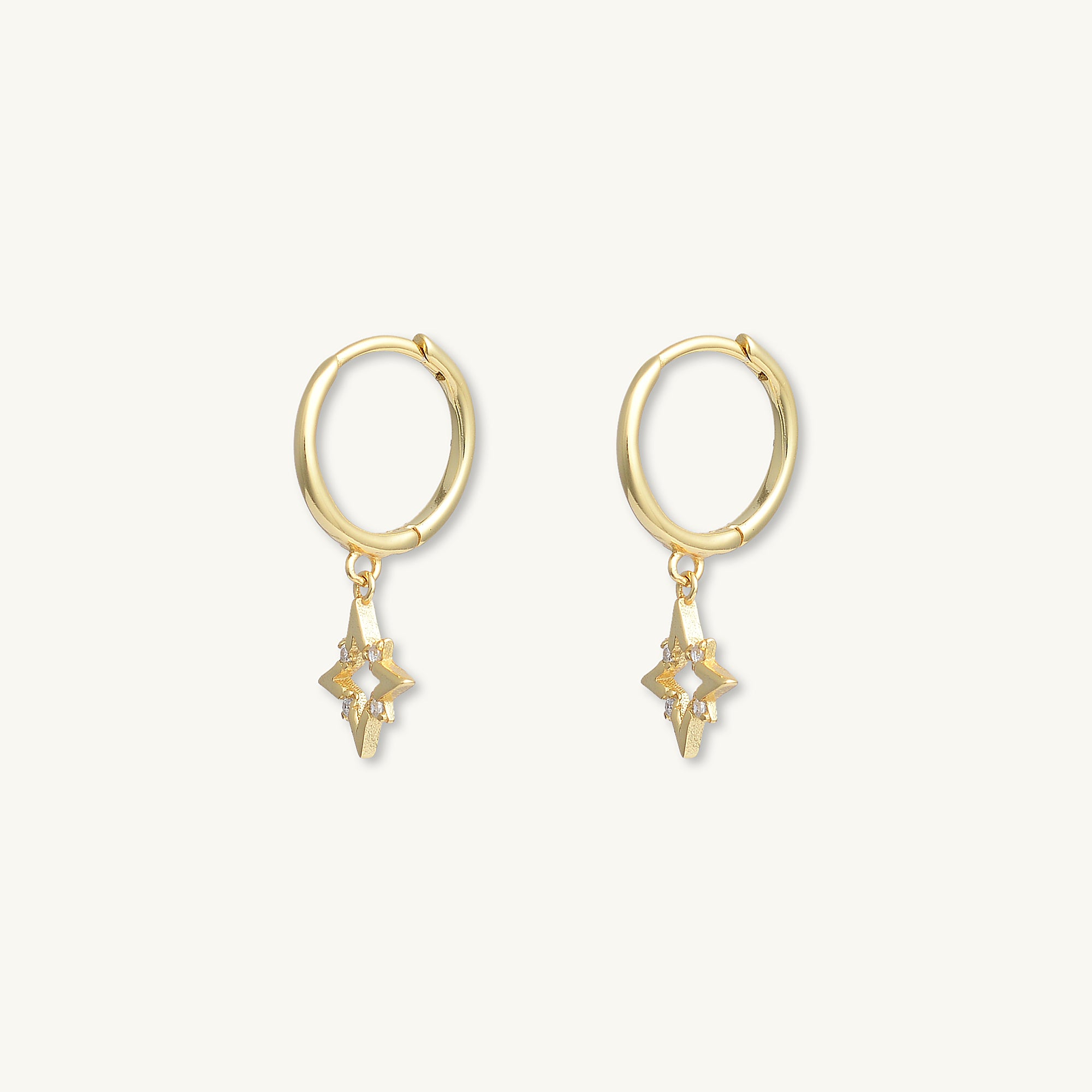 Star Zirconia Dangle Huggie Earrings