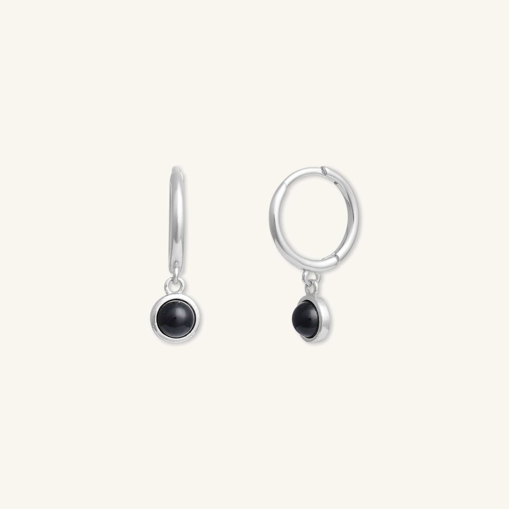 Onyx Circle Dangle Huggie Earrings