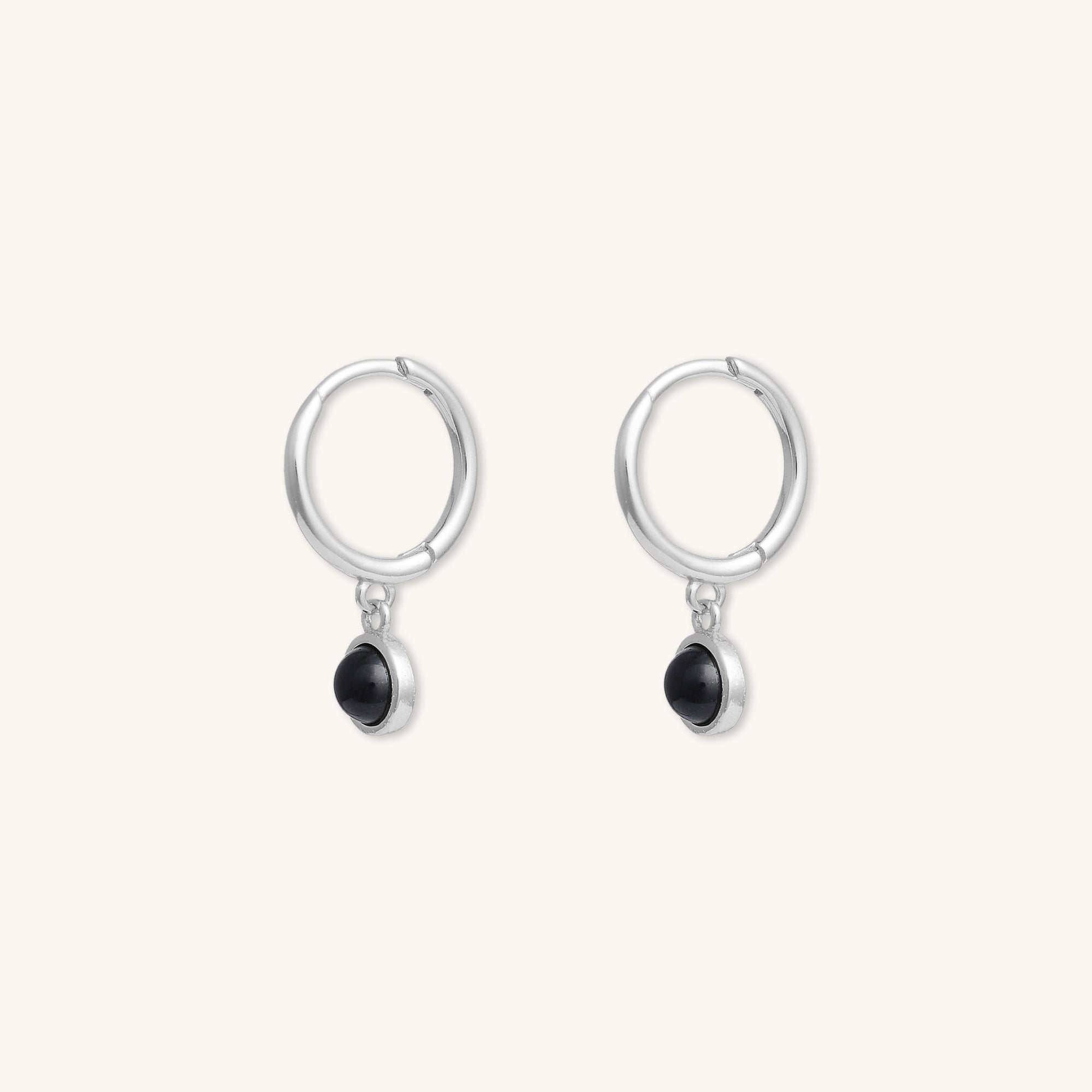 Onyx Circle Dangle Huggie Earrings