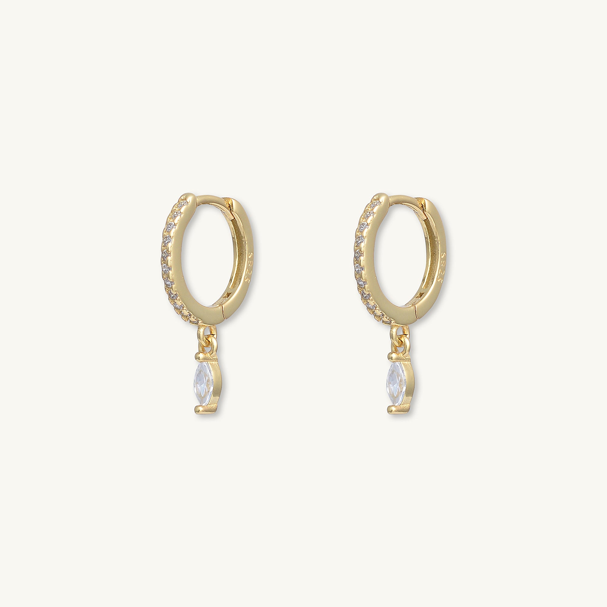 Marquise Dangle Zirconia Huggie Earrings