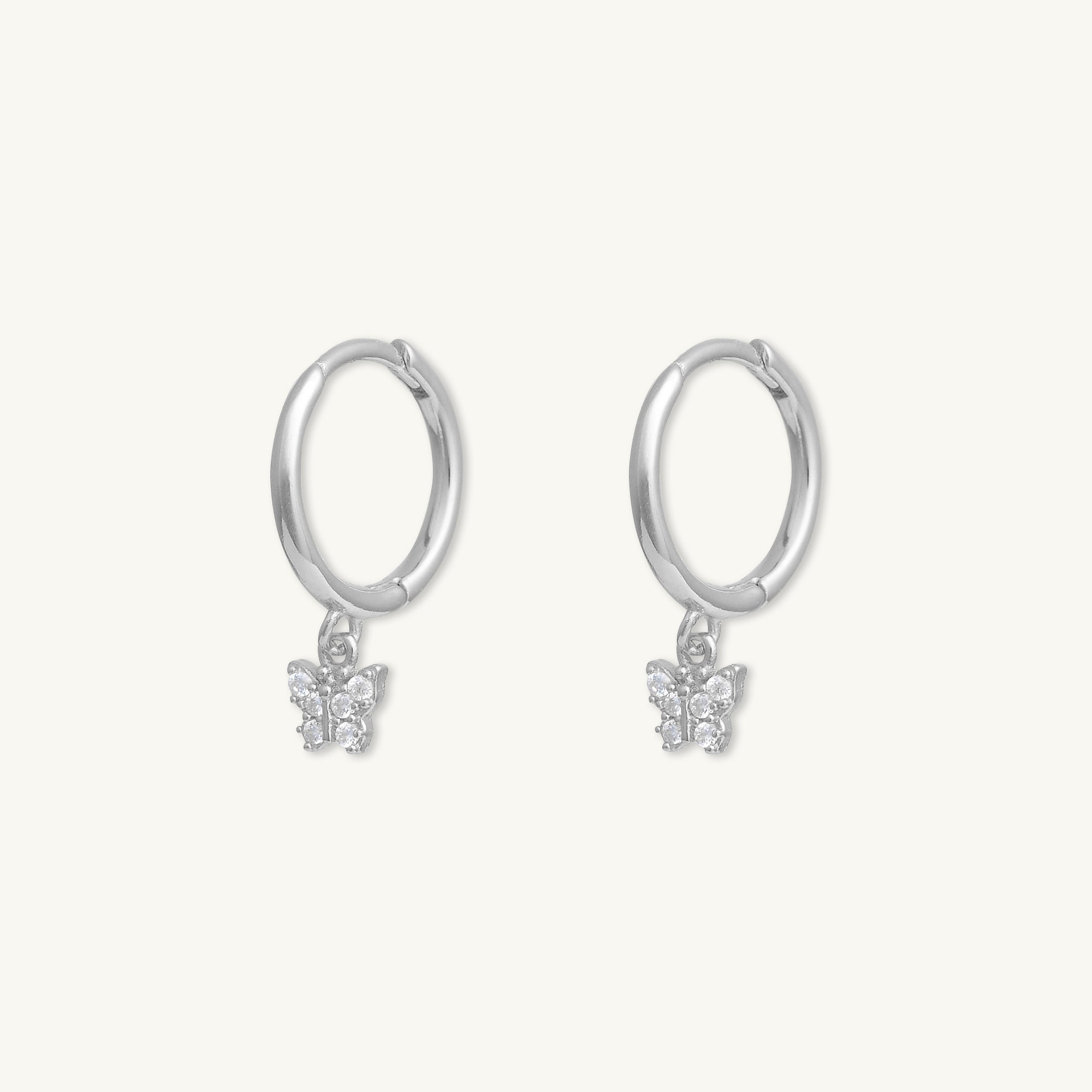 Butterfly Zirconia Drop Huggie Earrings