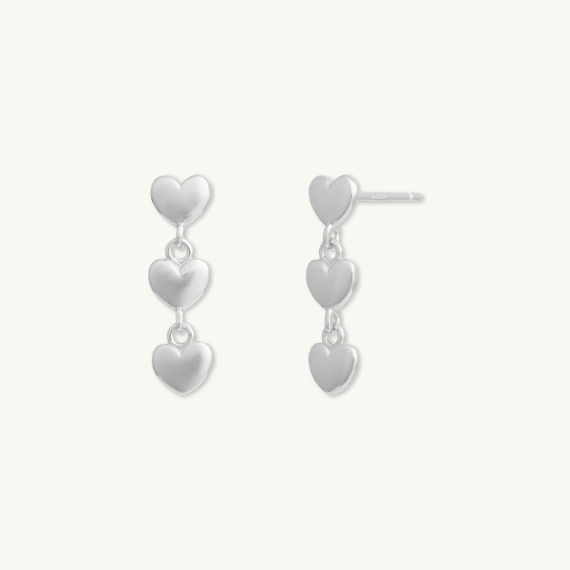 Triple Heart Stud Earrings