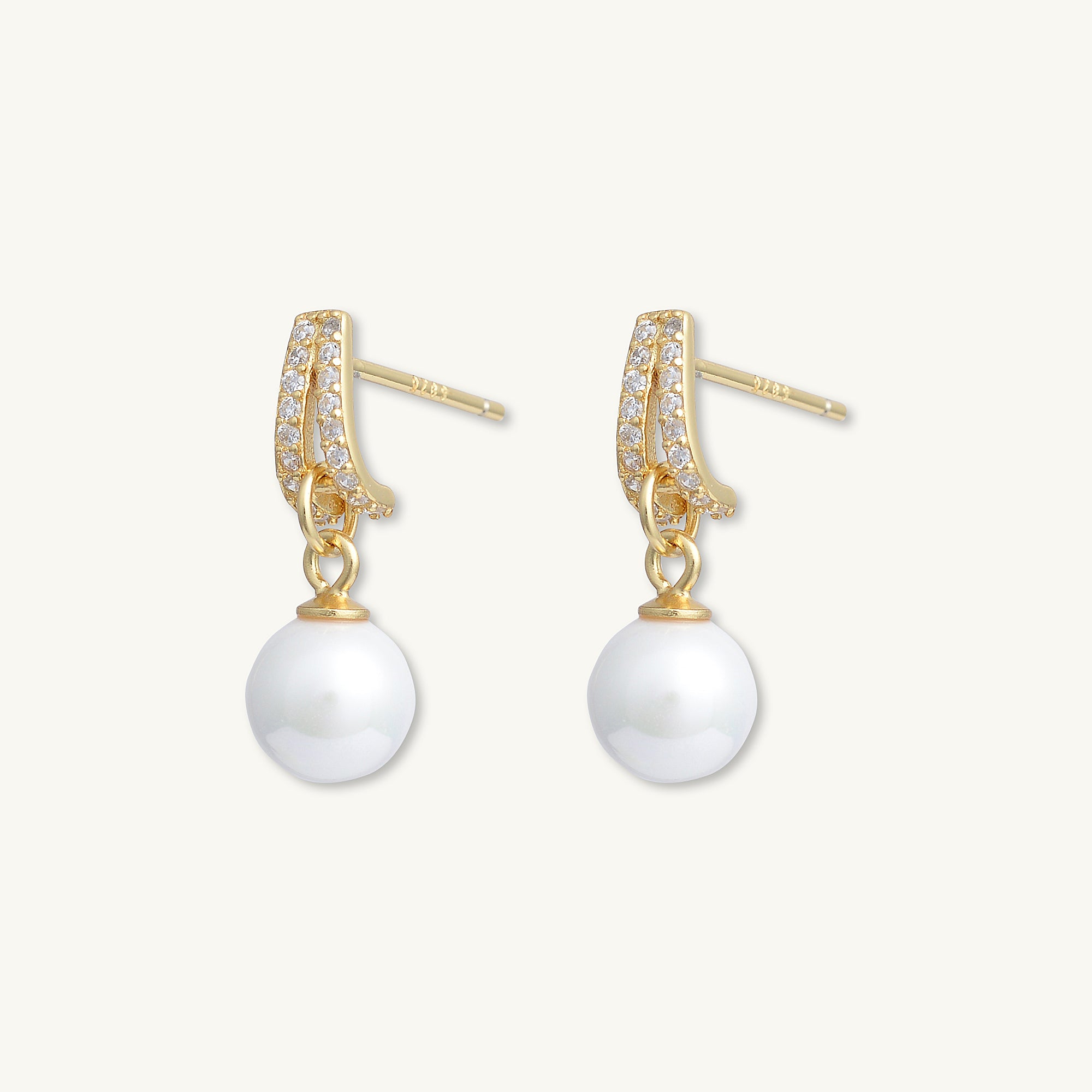 Pearl Wishbone Drop Stud Earrings