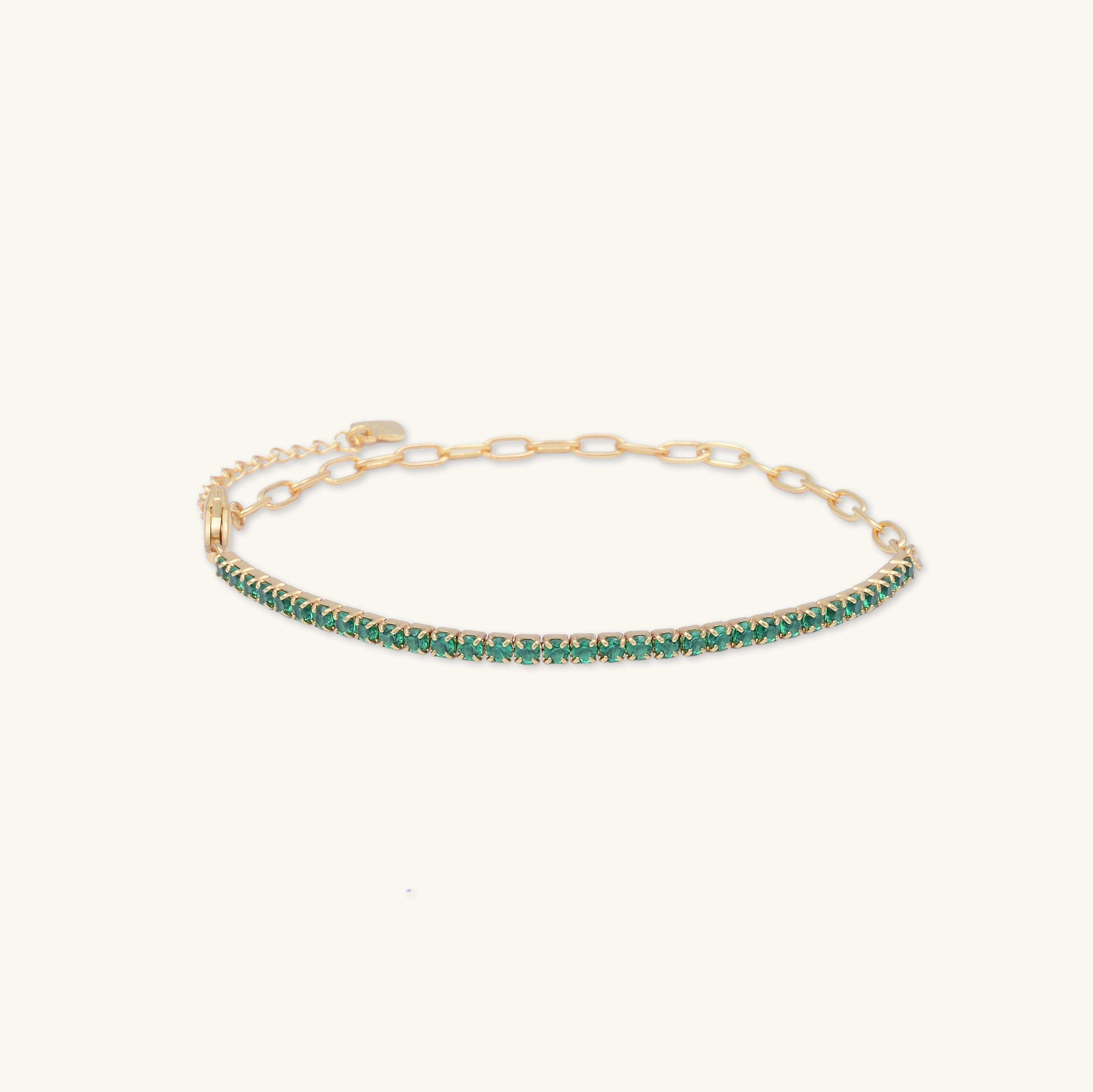 Emerald Tennis Link Chain Bracelet