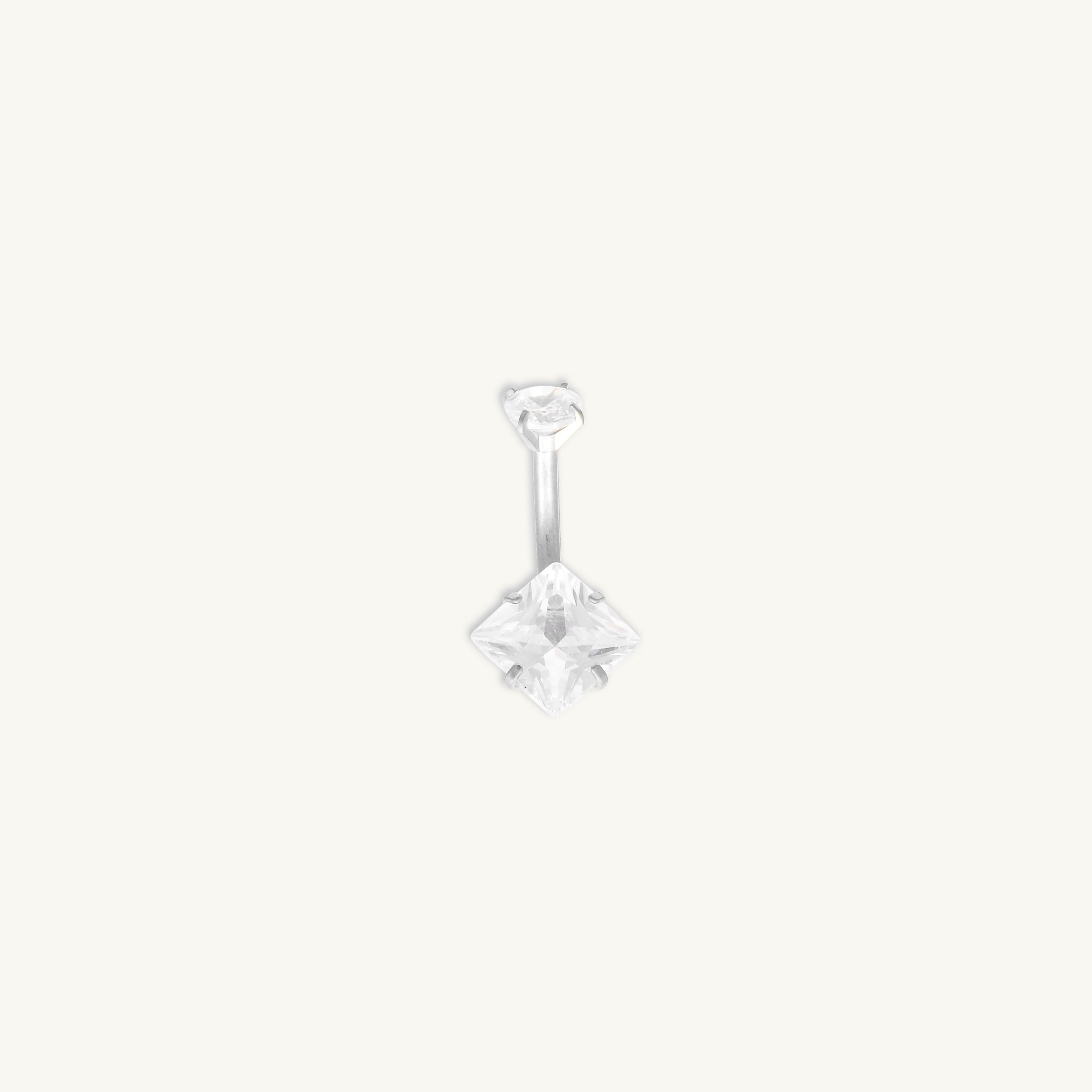 Square Sapphire Titanium Belly Ring