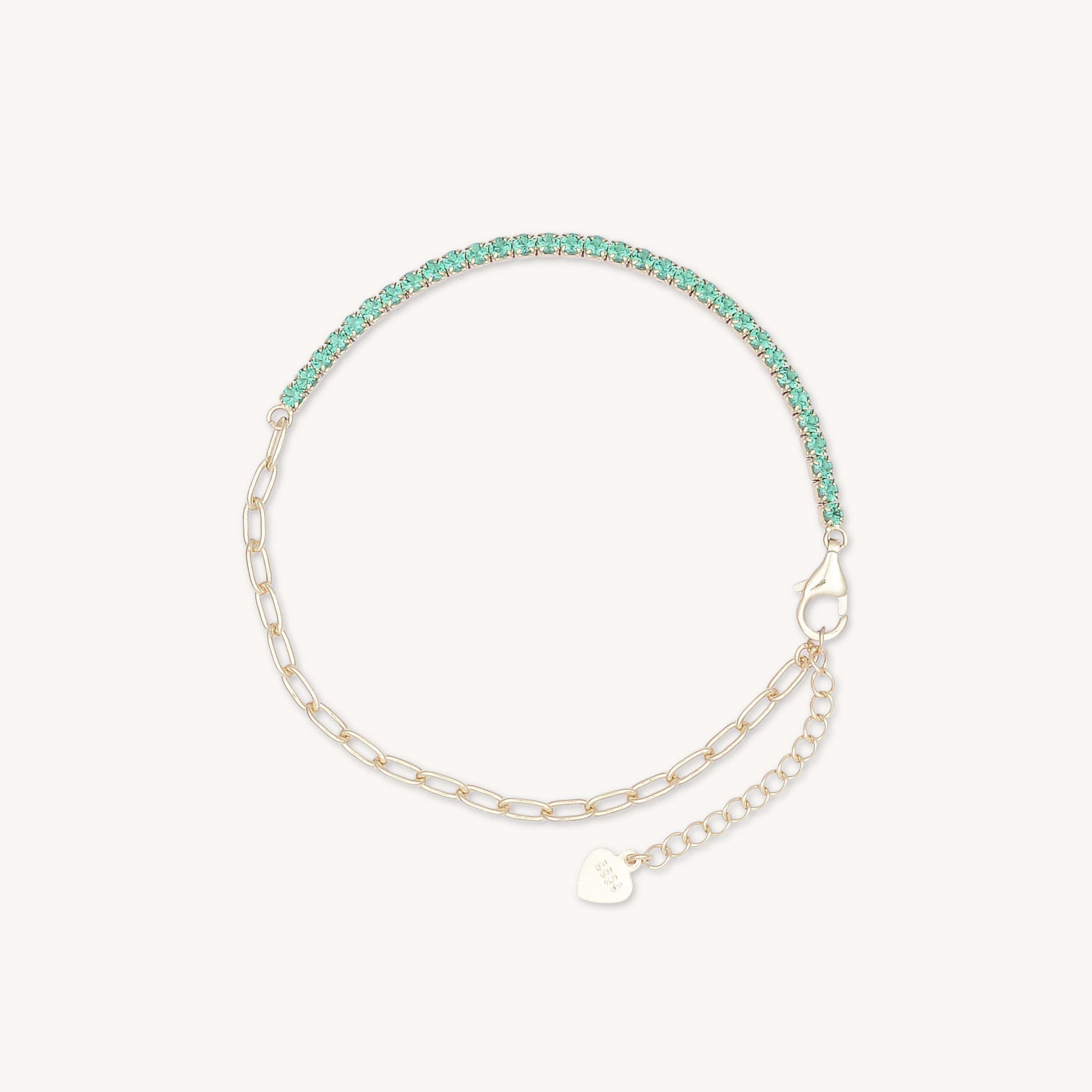 Emerald Tennis Link Chain Bracelet