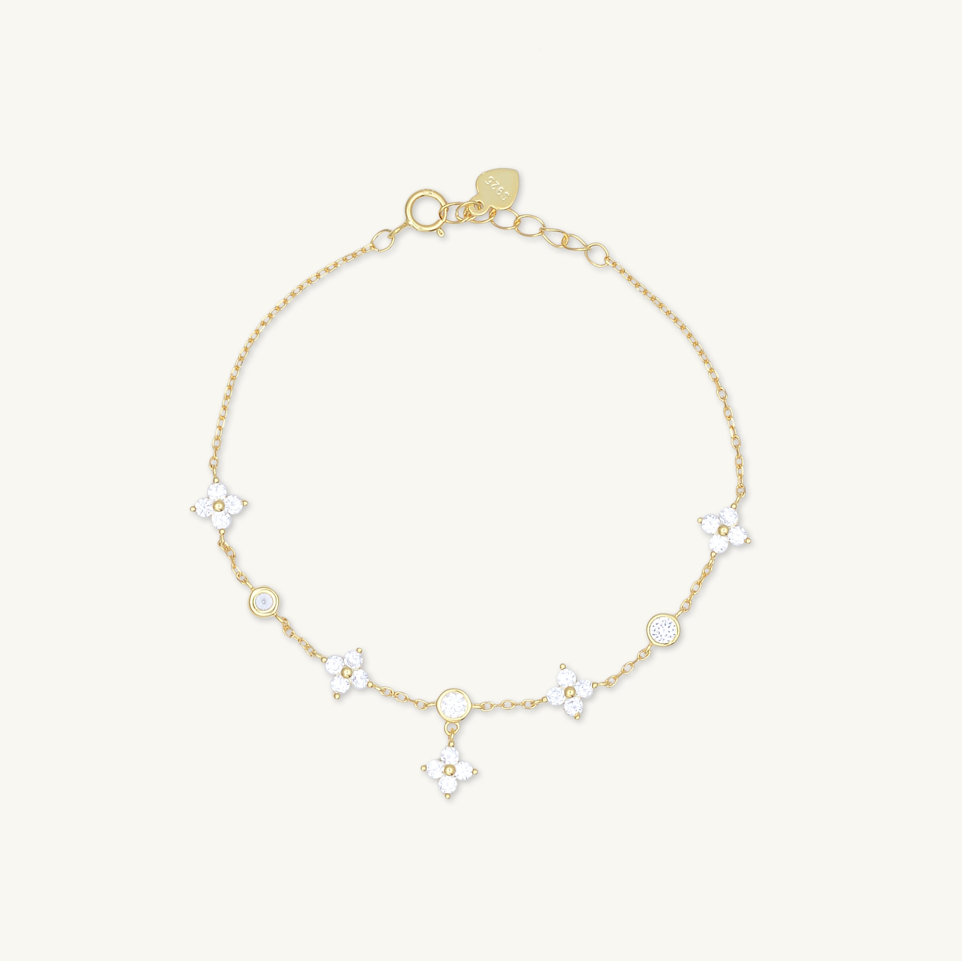 Clover Bezel Station Chain Bracelet