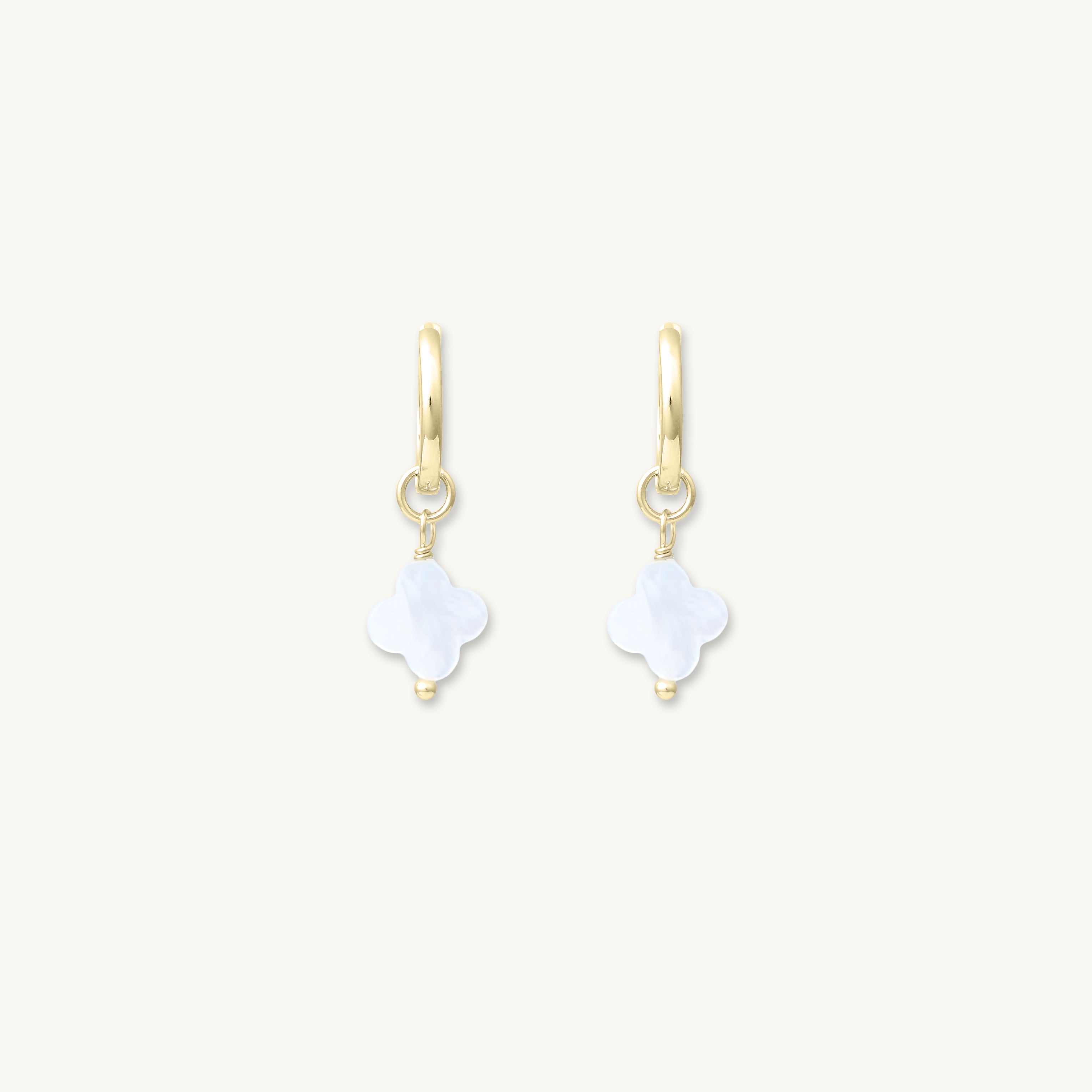 Clover Mother Of Pearl Drop Hoop Earrings