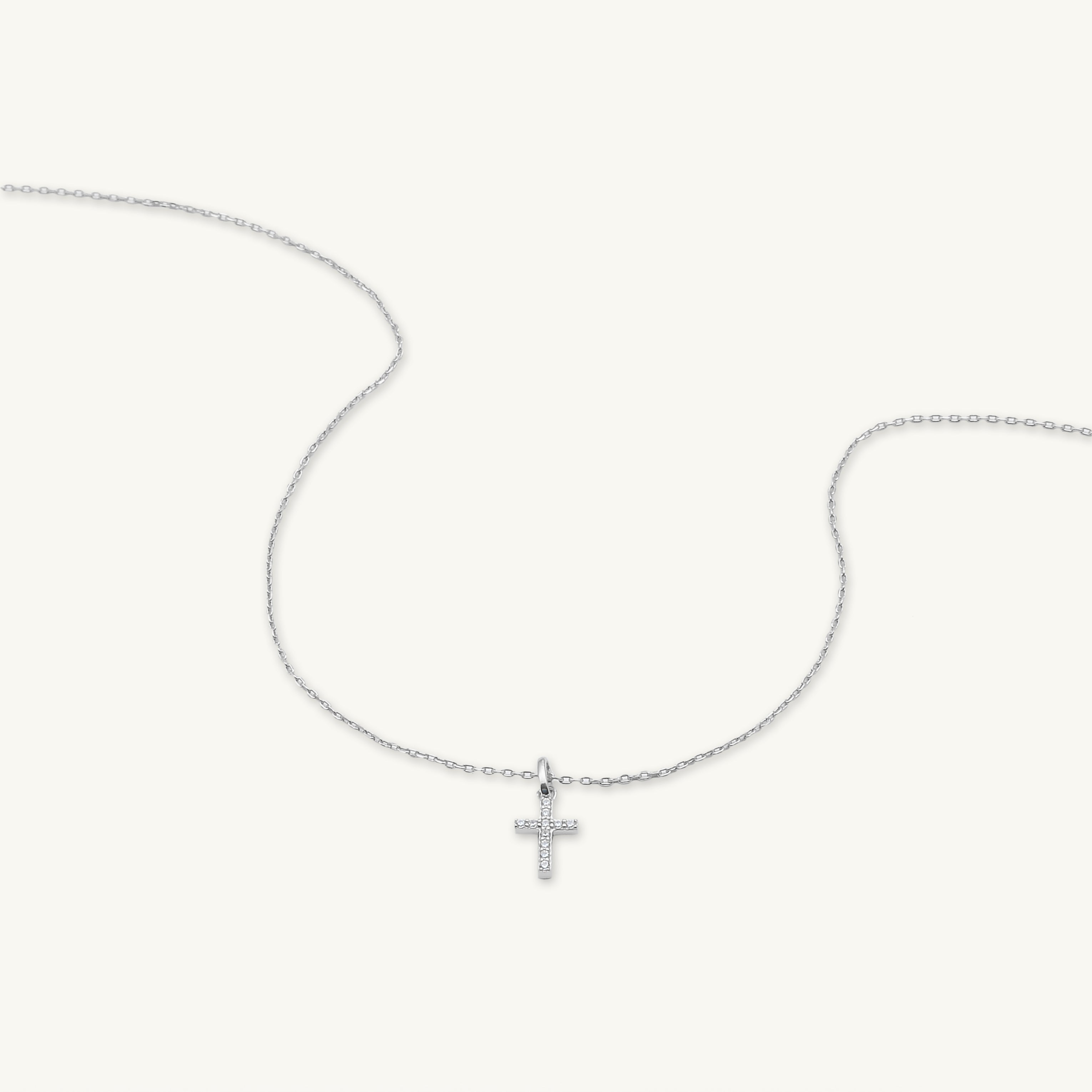 Cross Sapphire Pendant Chain Necklace