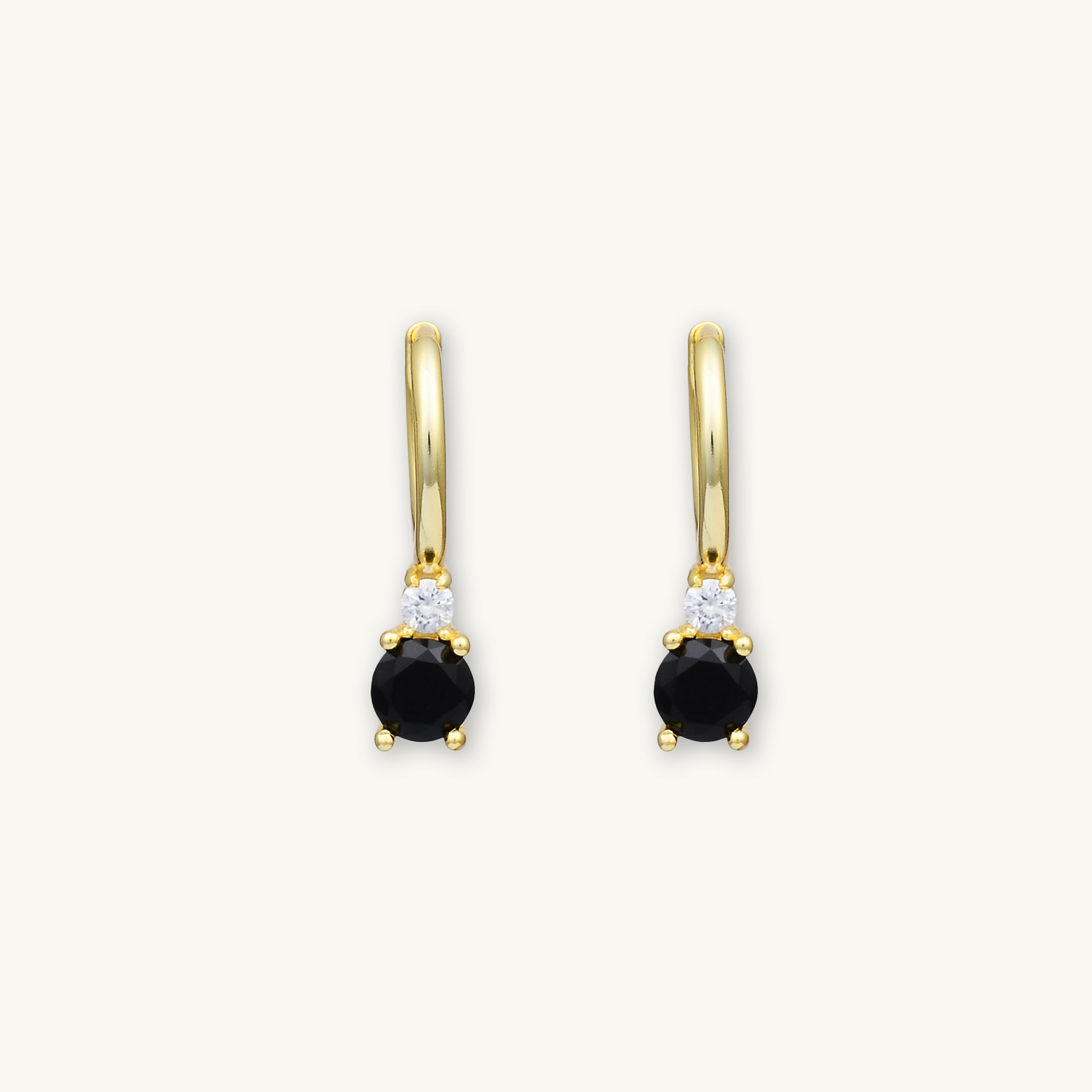 Double Black Solitaire Huggie Earrings