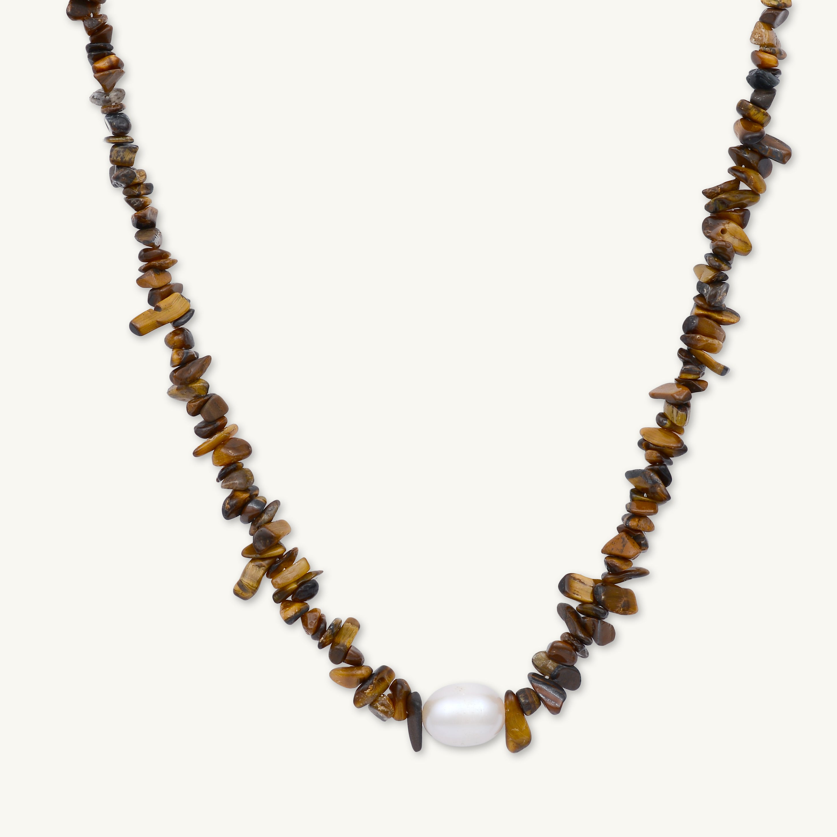 Tiger Eye Stone Pearl Necklace