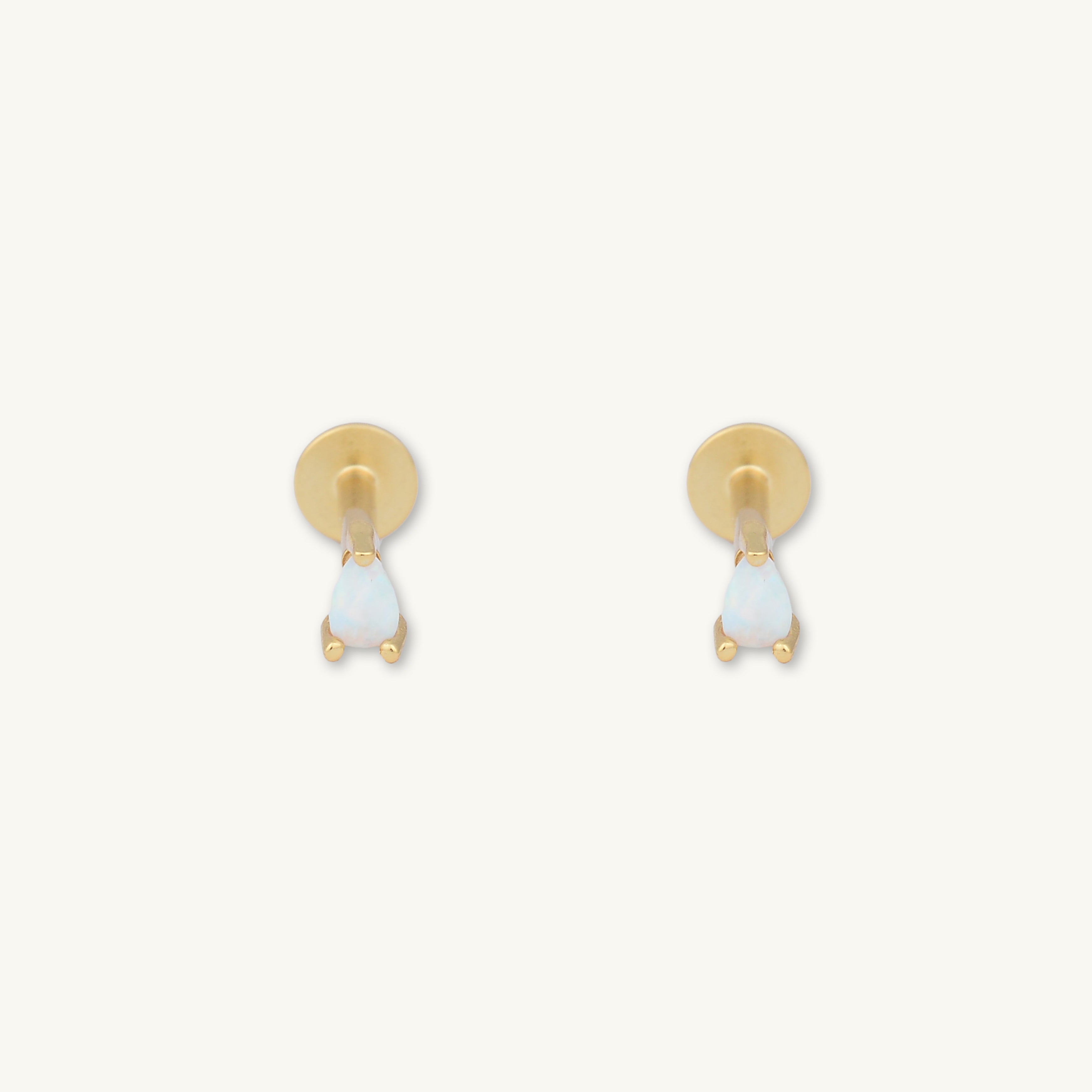 Opal Teardrop Flat Back Earring