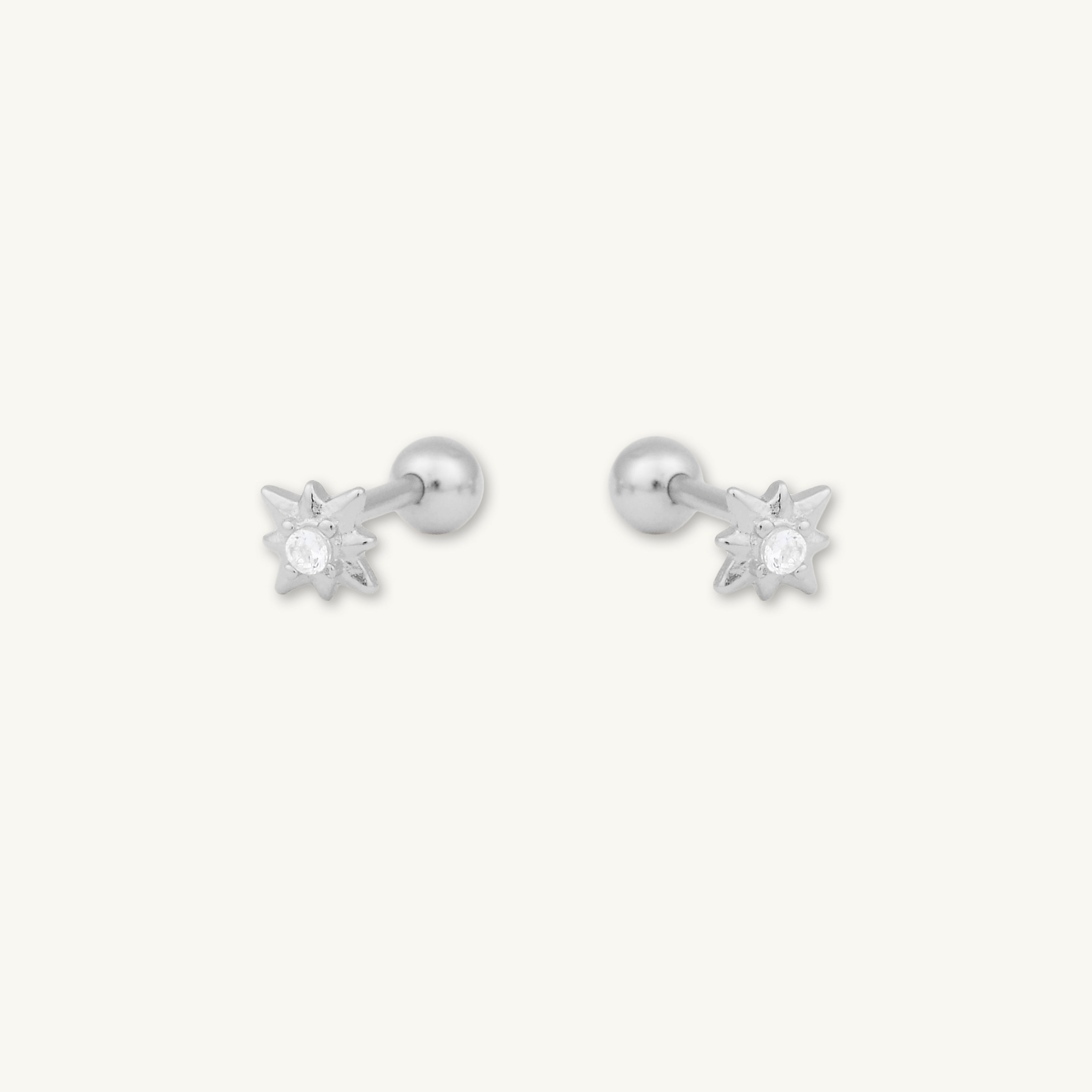 North Star Sapphire Barbell Stud Cartilage Earrings