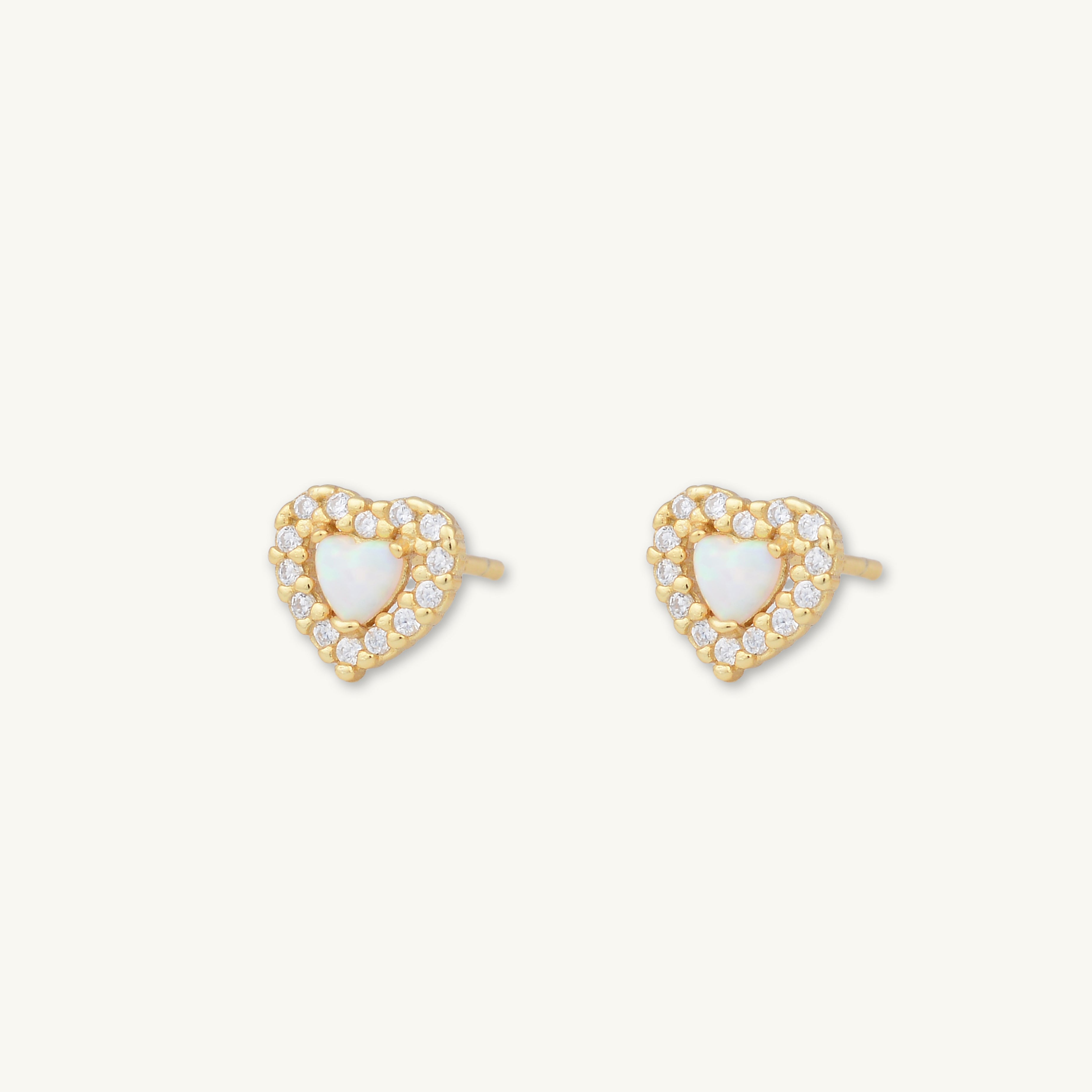 Opal Heart Sapphire Stud Earrings