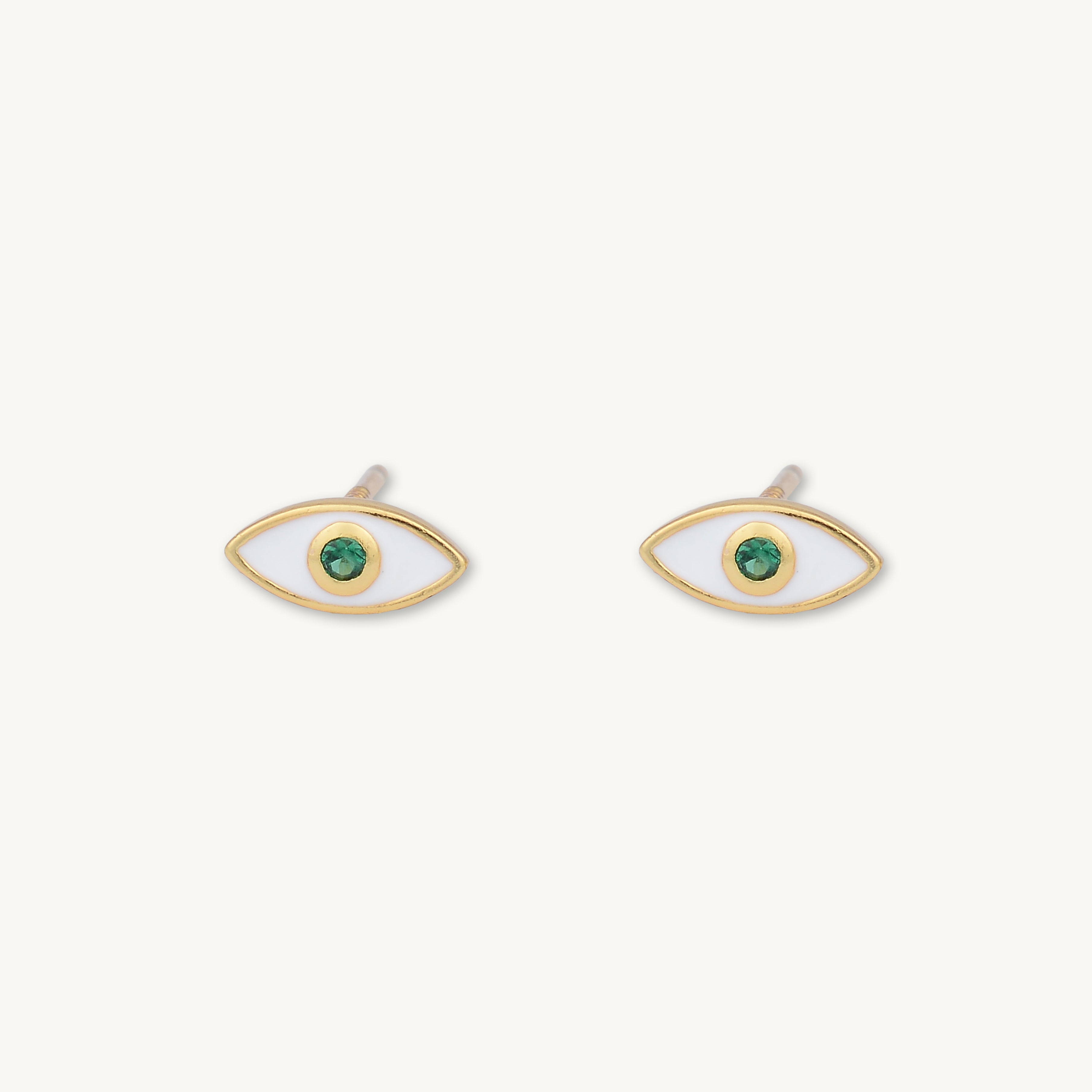 Evil Eye Emerald Zirconia Stud Earrings