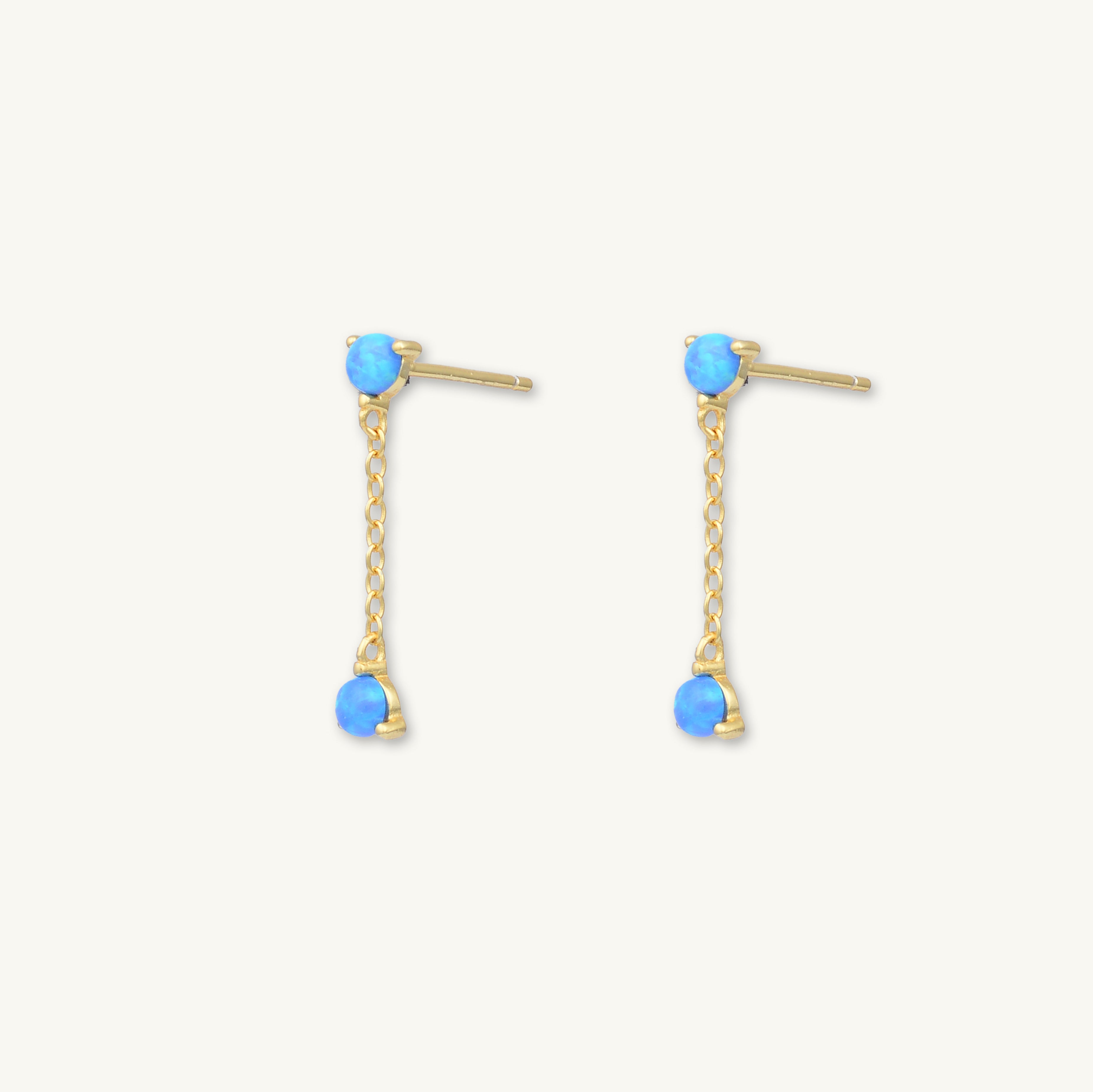 Blue Opal Dangling Stud Earrings