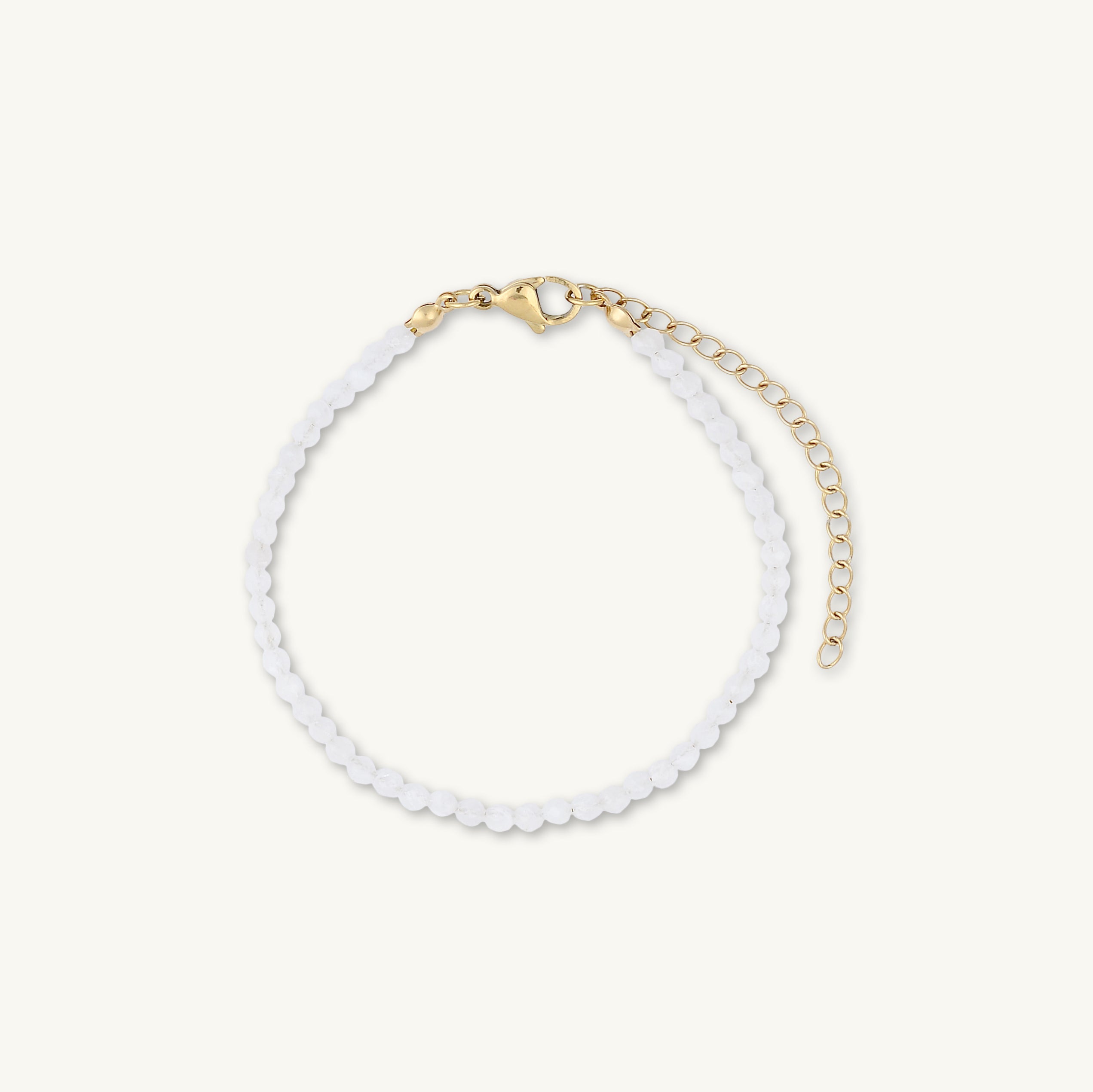 White Moonstone Crystal Beaded Bracelet