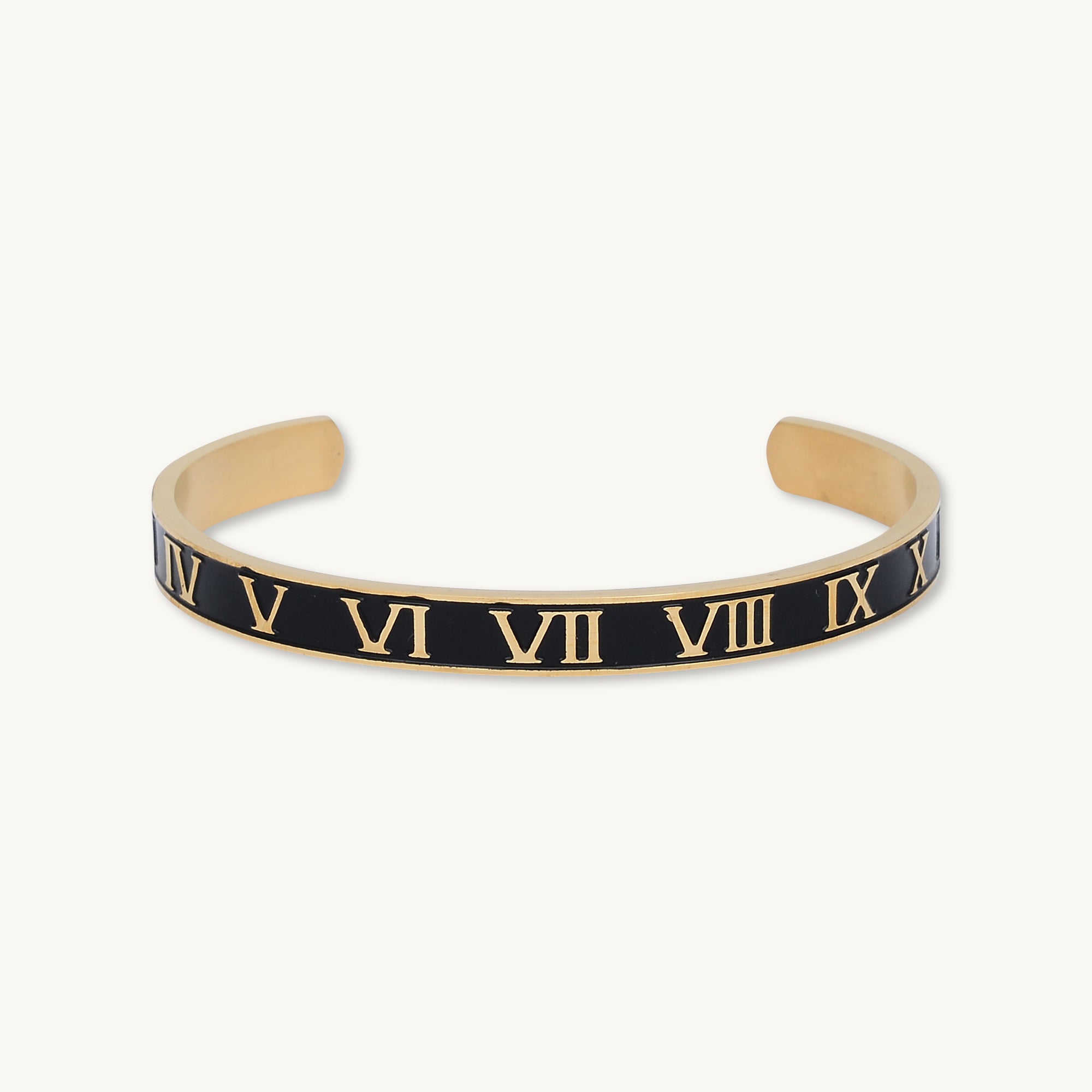 Roman Numerals Open Cuff Bangle