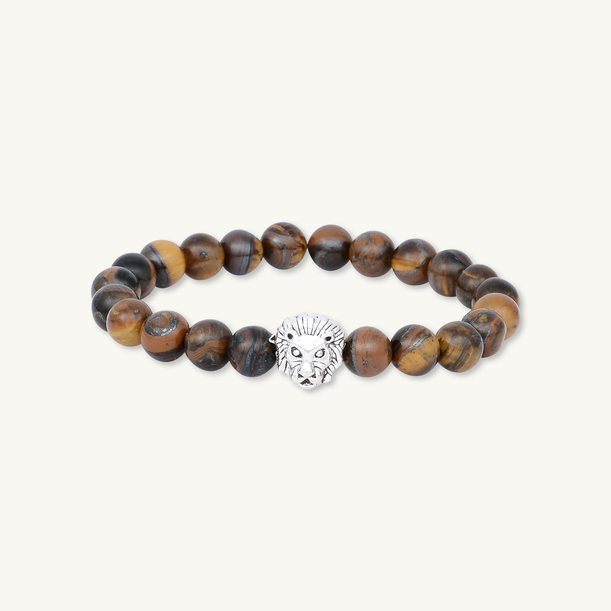 Lion Brown Tiger Eye Beaded Bracelet