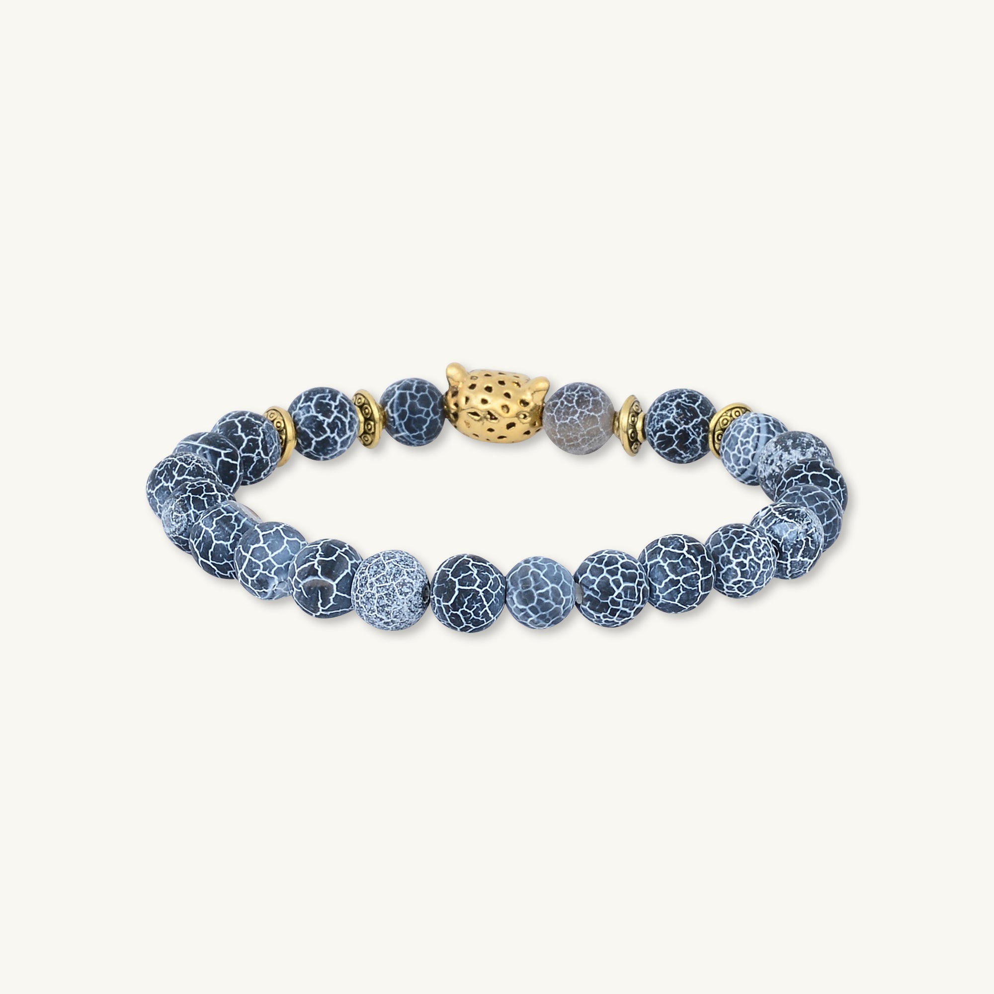 Gold Panther Blue Agate Stone Bracelet