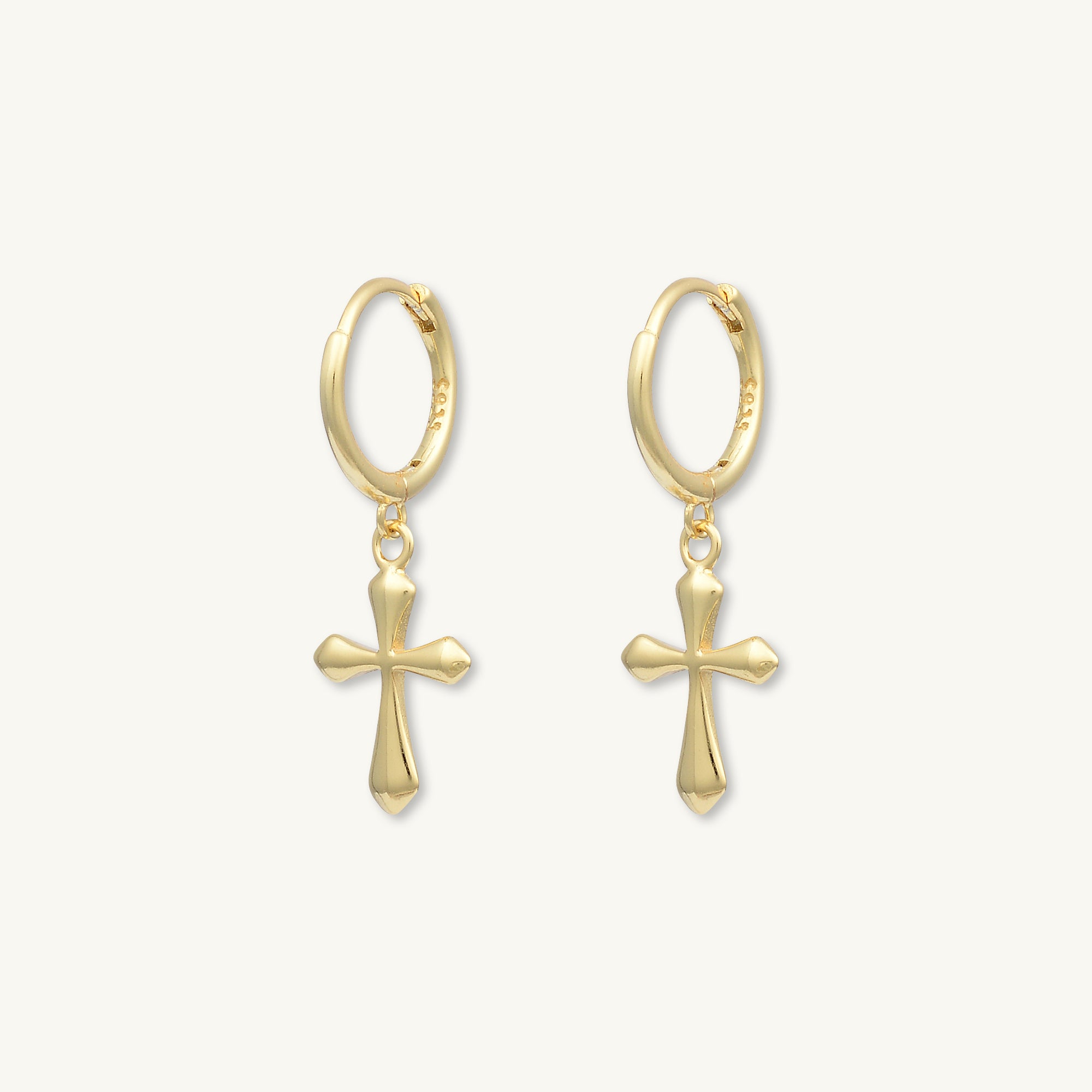 Cross Hoop Huggie Earrings