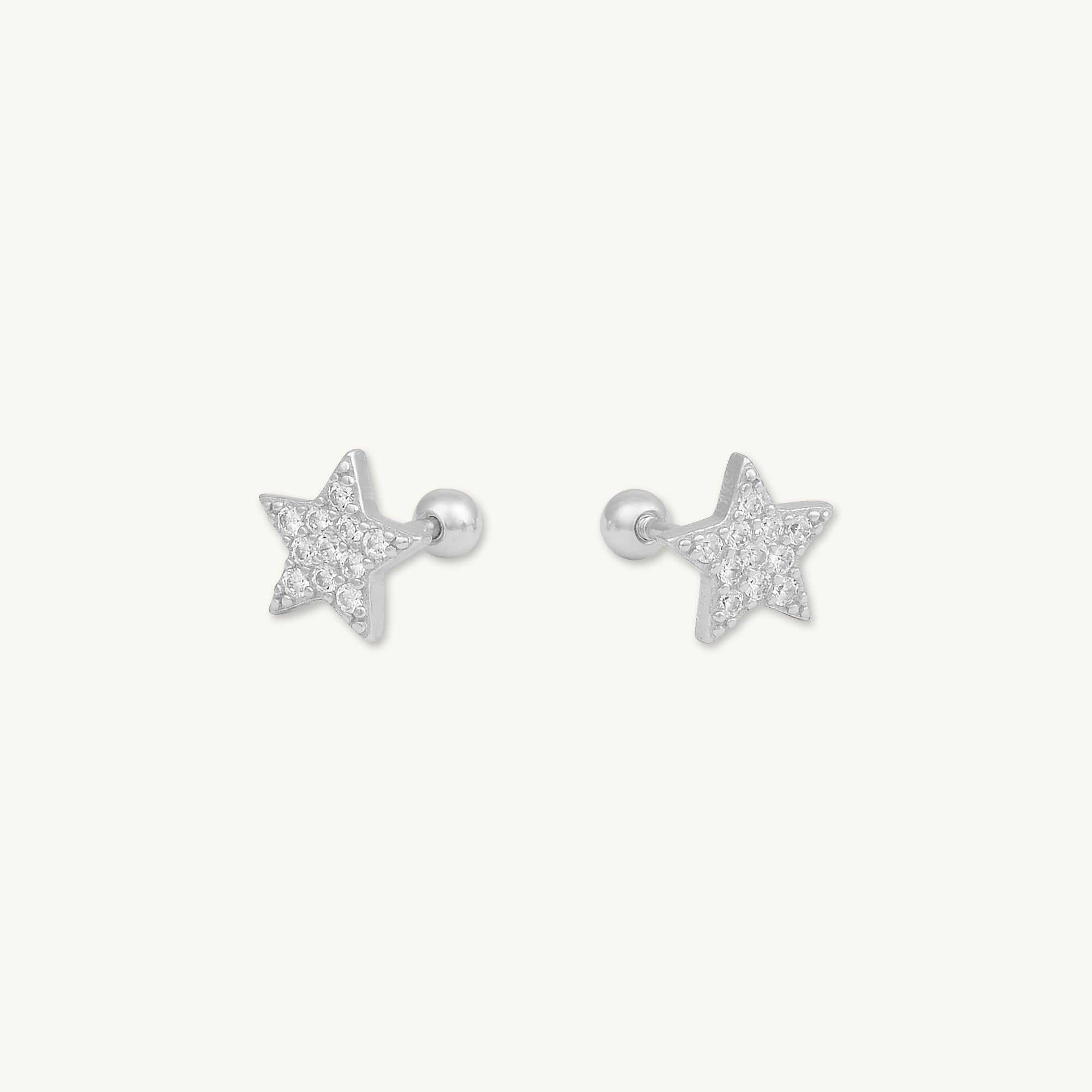 Star Sapphire Barbell Stud Cartilage Earrings