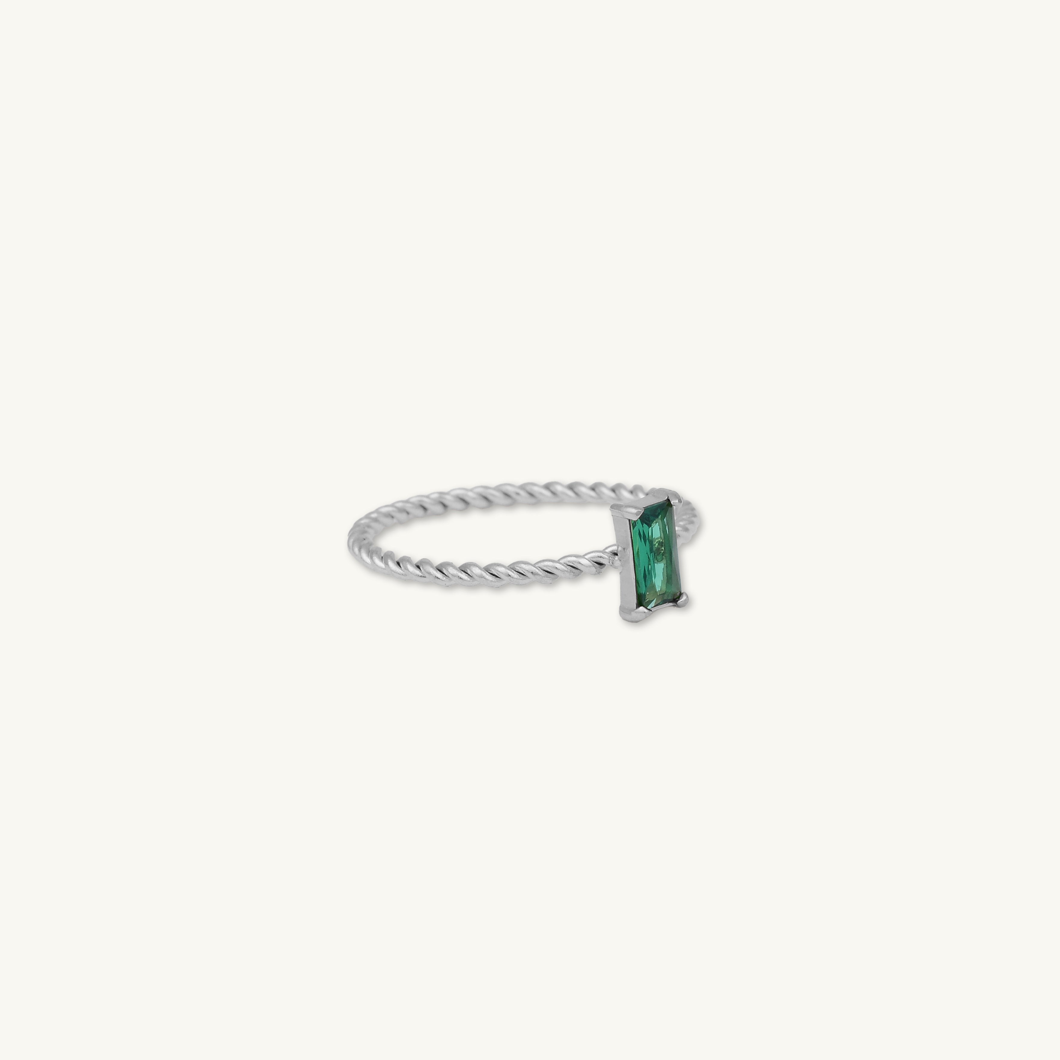 Emerald Baguette Twist Ring