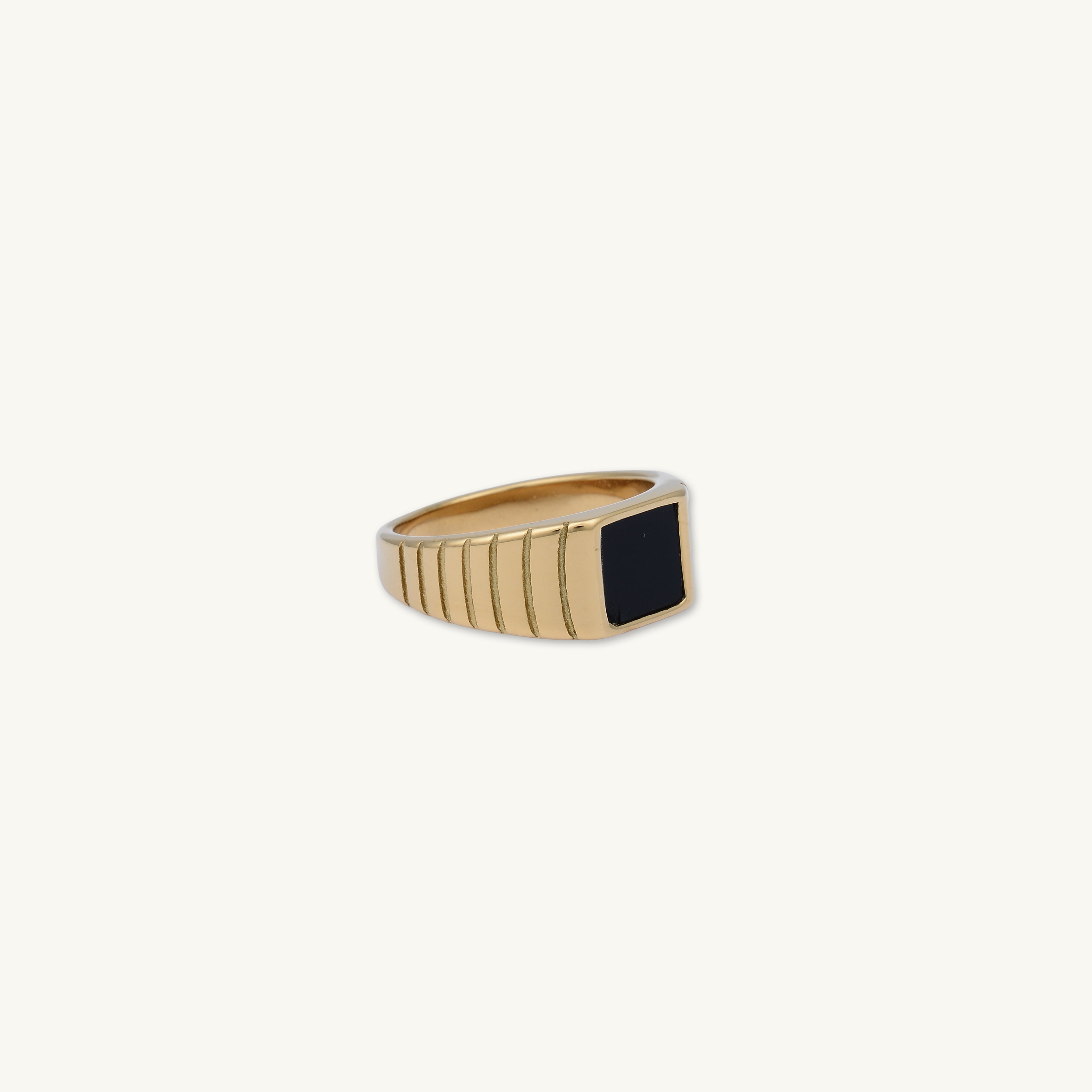 Unisex Black Signet Statement Ring