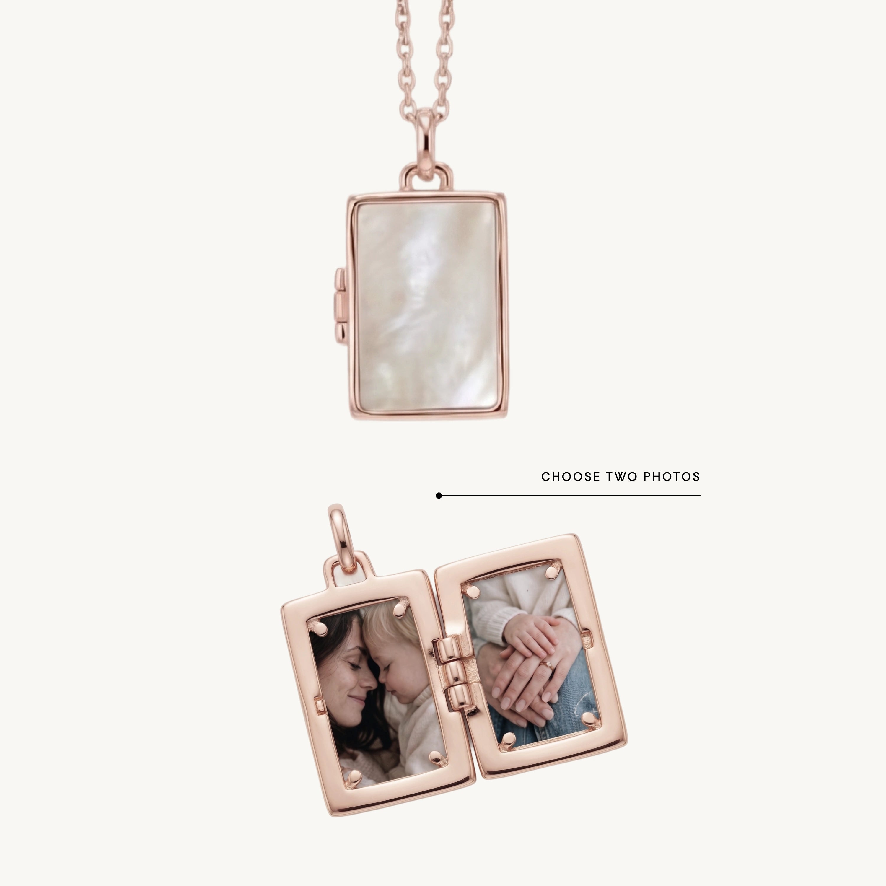 Rectangle MOP Photo Locket Necklace