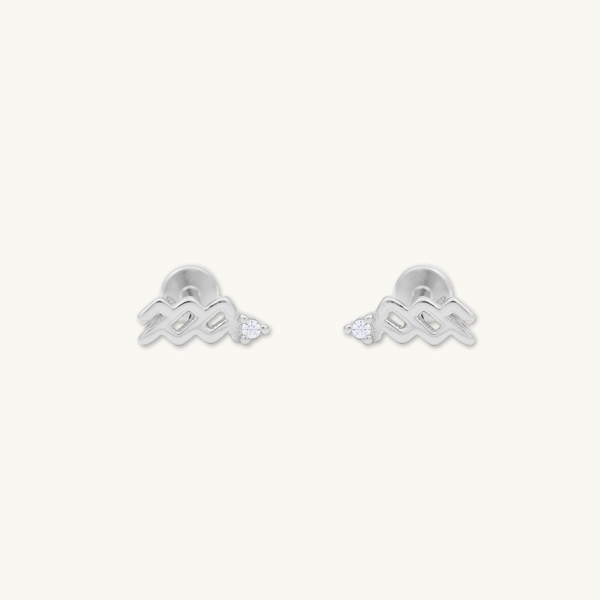 Aquarius Zodiac Star Sign Flat Back Earrings - Camile & Stone