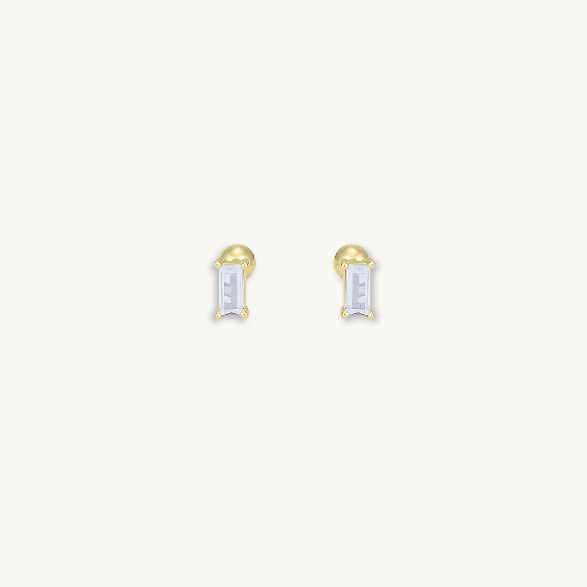 Baguette Barbell Stud Cartilage Earrings - Camile & Stone