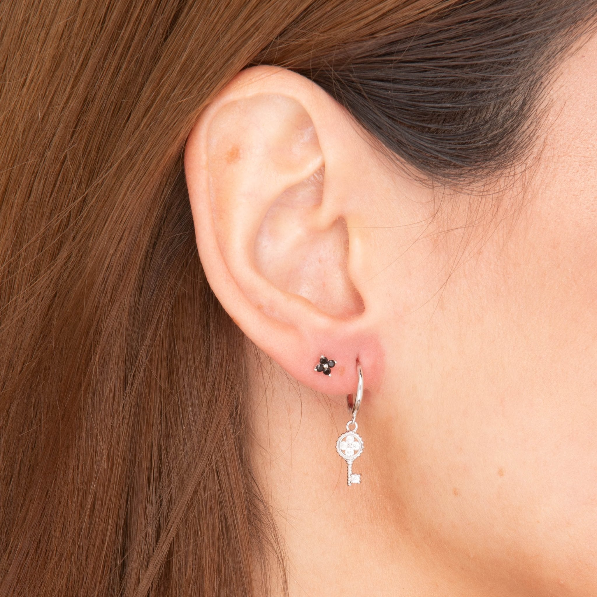 Black Clover Sapphire Barbell Cartilage Earrings - Camile & Stone
