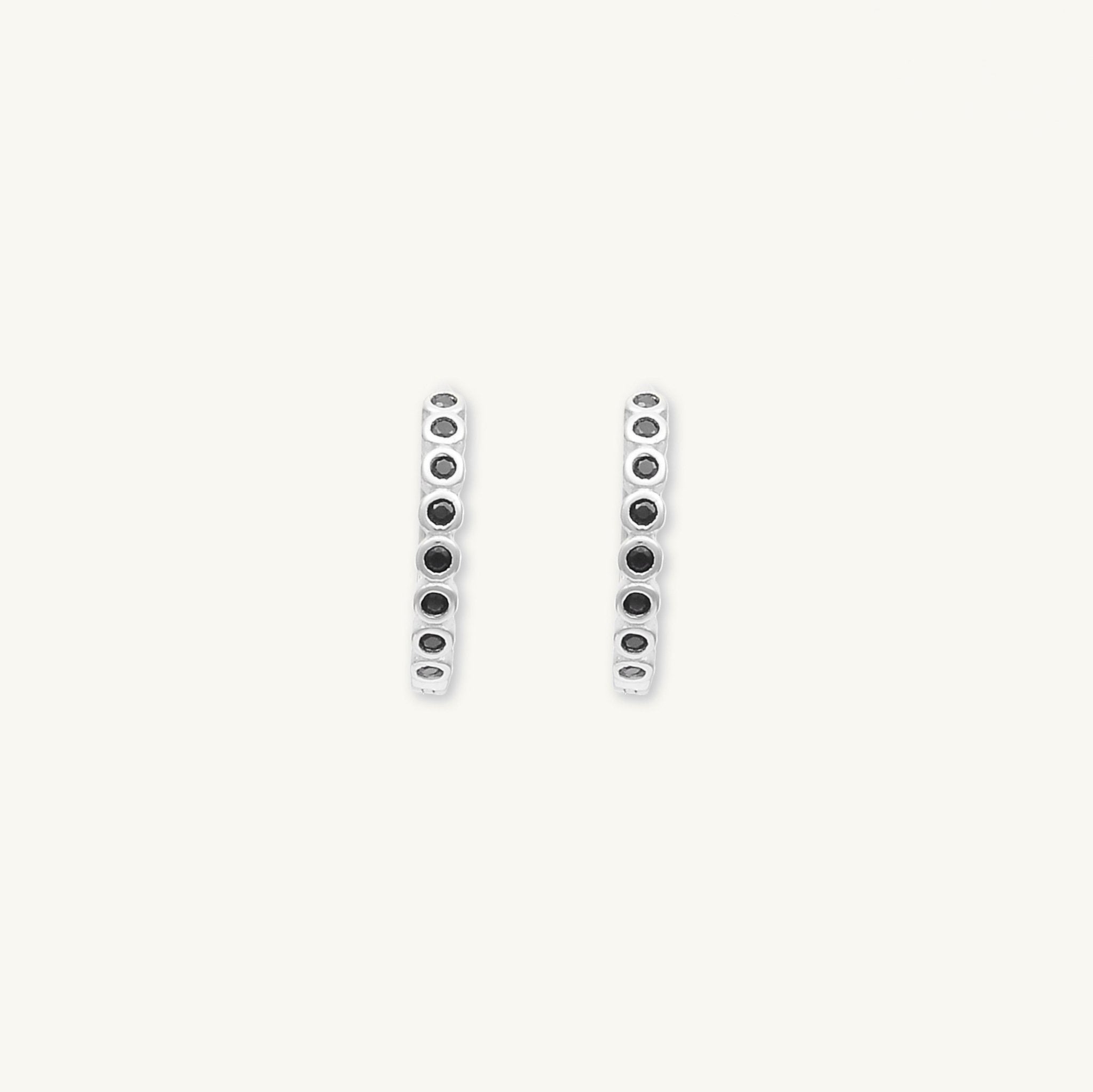 Black Round Sappphire Huggie Hoops - Camile & Stone