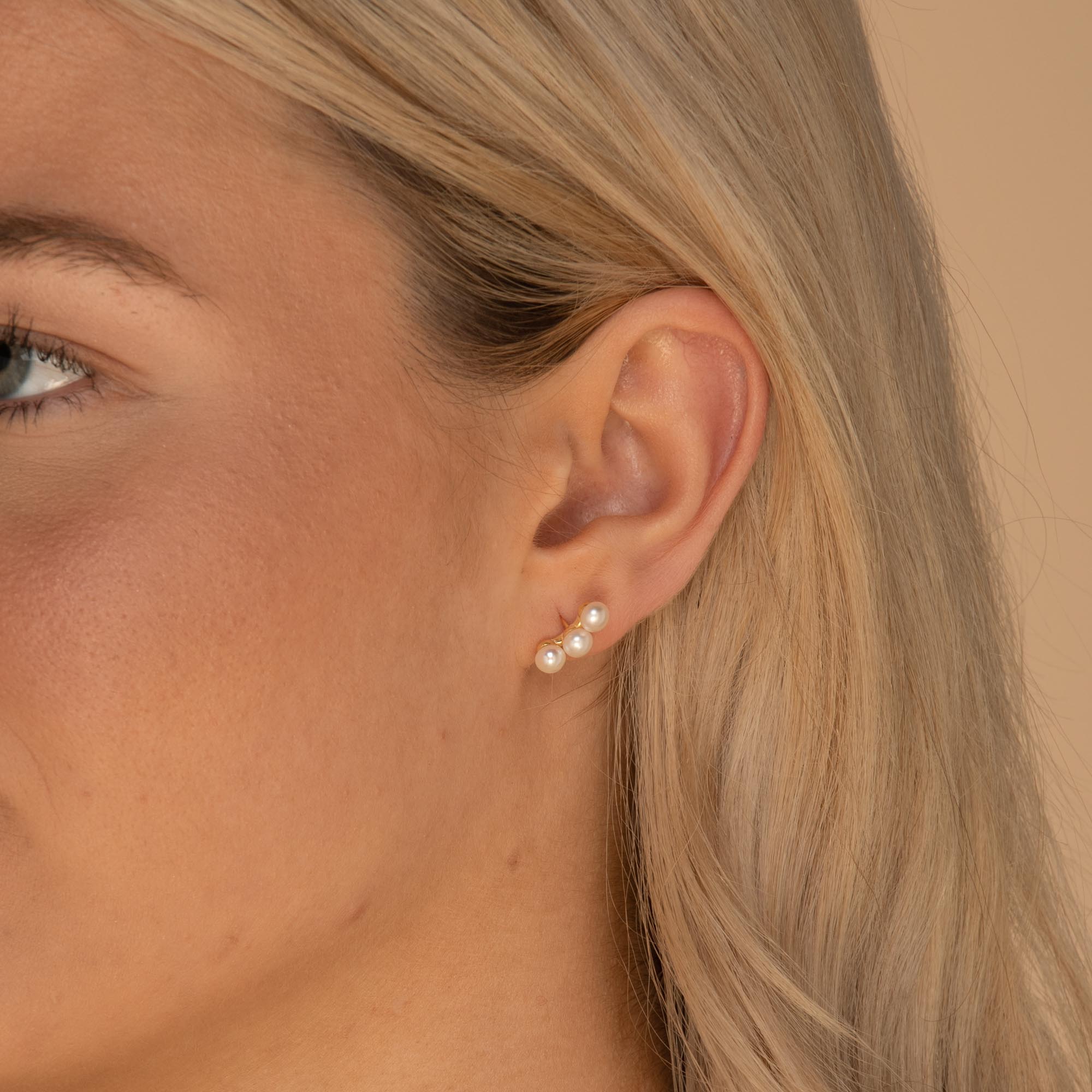 Trio Pearl Stud Earrings