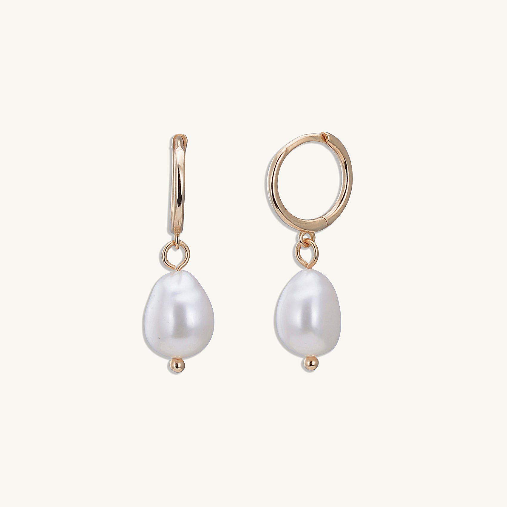 Pearl Hoop Huggie Earrings