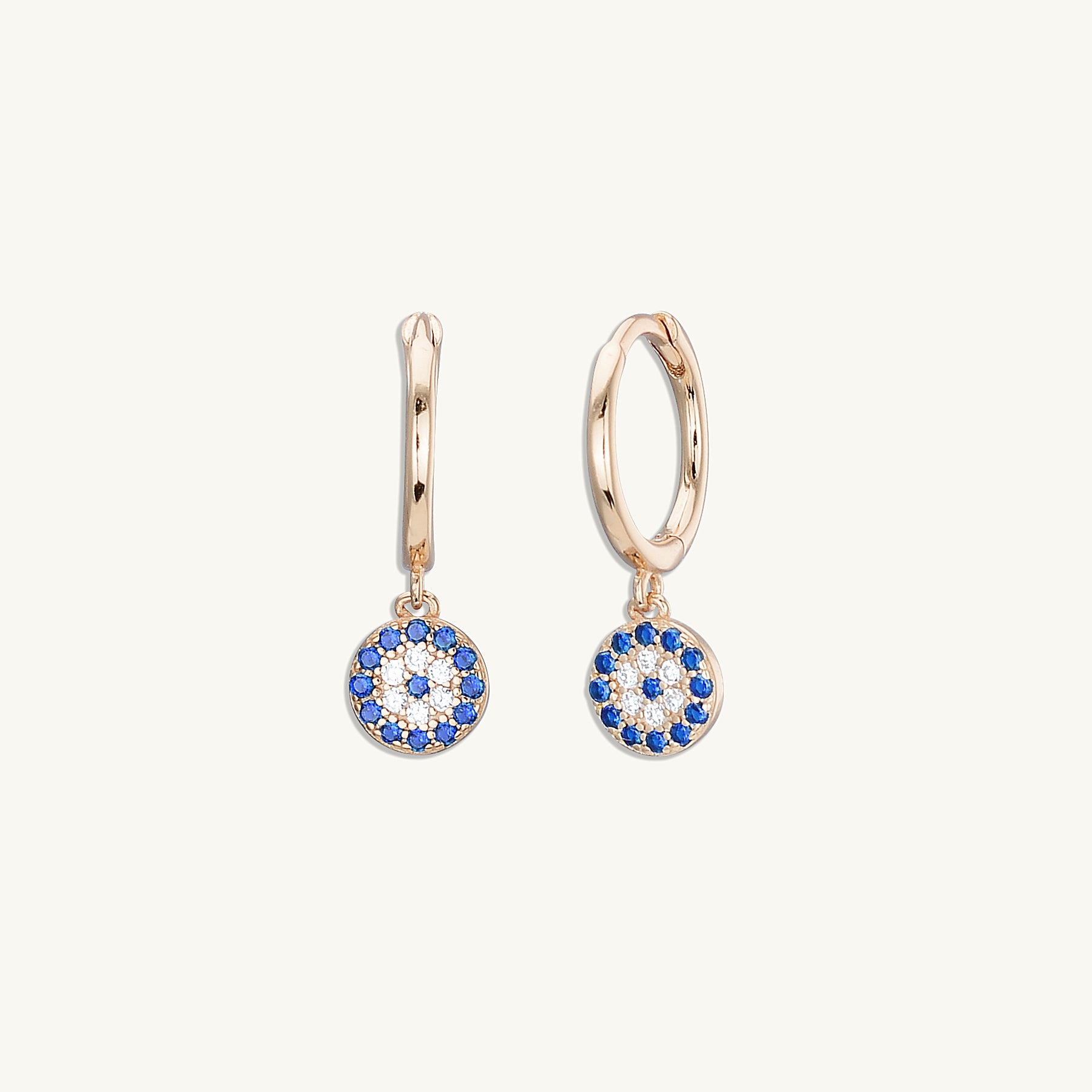 Round Evil Eye Pave Hoop Earrings