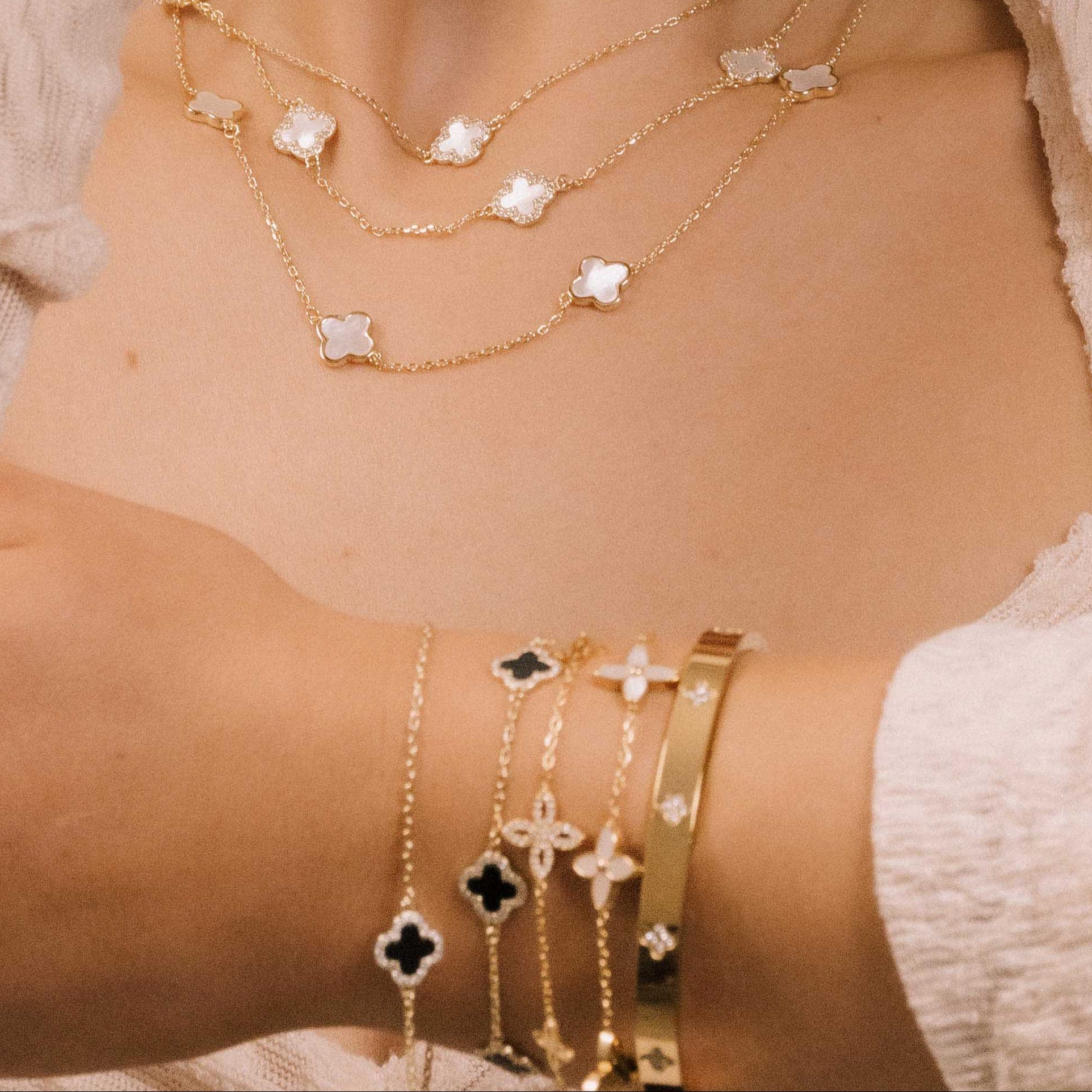 Trio Clover Marquise MOP Bracelet