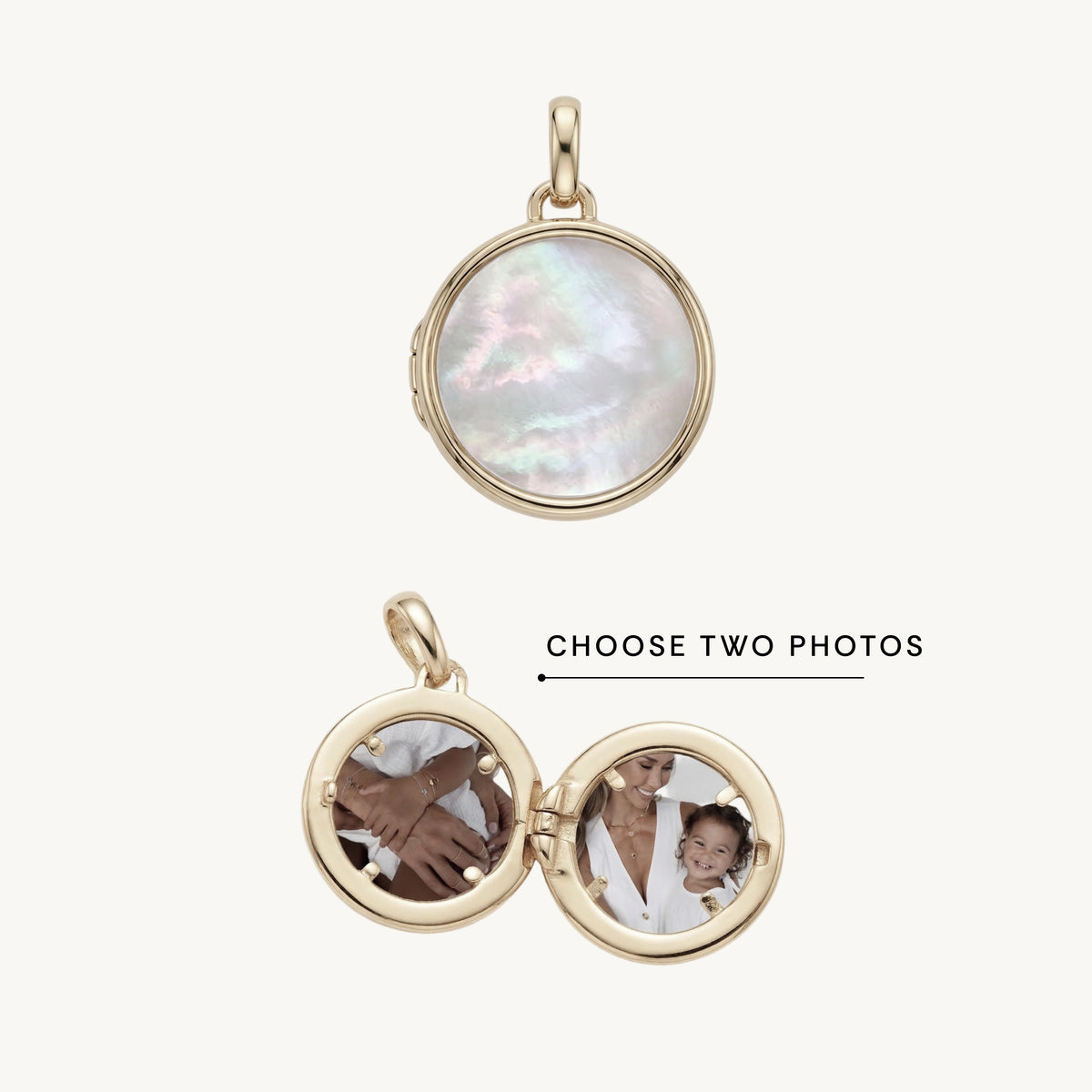 Eternal Circle Photo Locket MOP Pendant