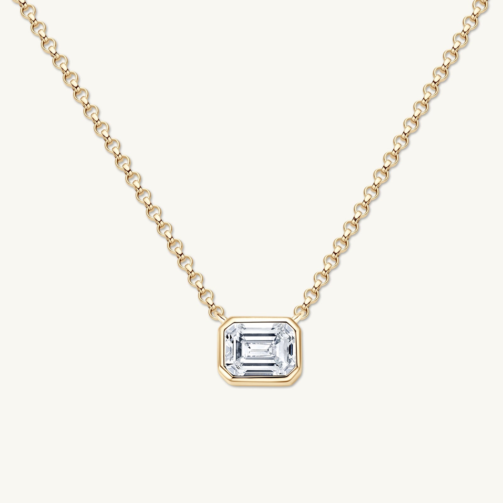 Classic Emerald Bezel Moissanite Necklace 1 Carat - Camile & Stone