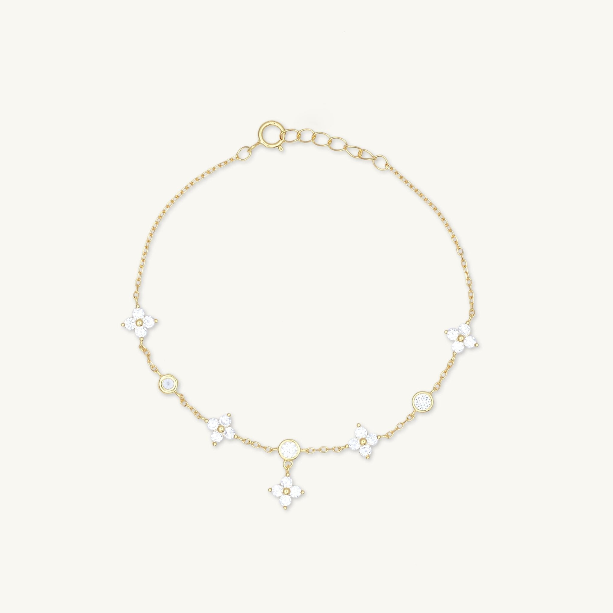 Clover Bezel Station Chain Bracelet - Camile & Stone