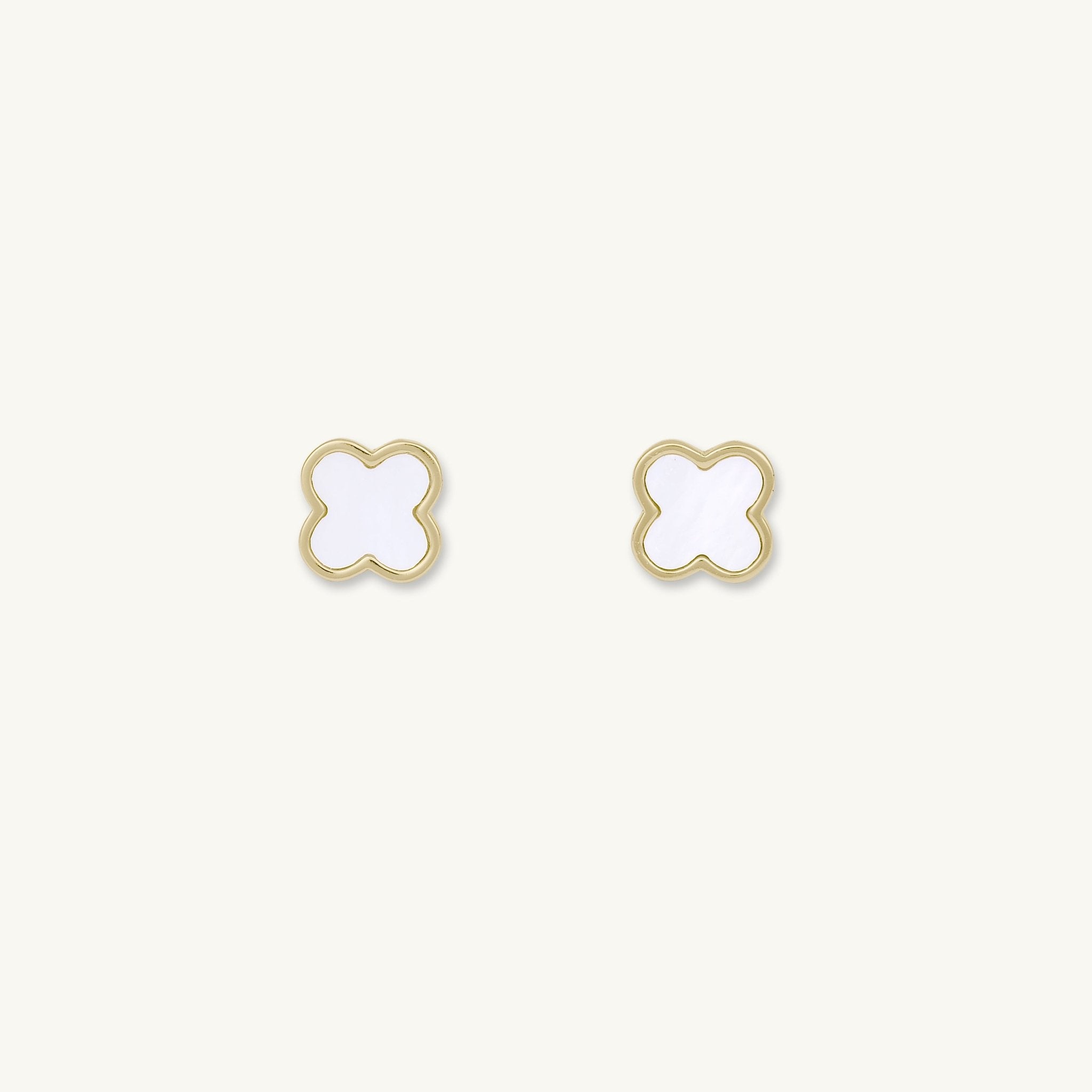 Clover Mother Of Pearl Huggie Earrings - Camile & Stone