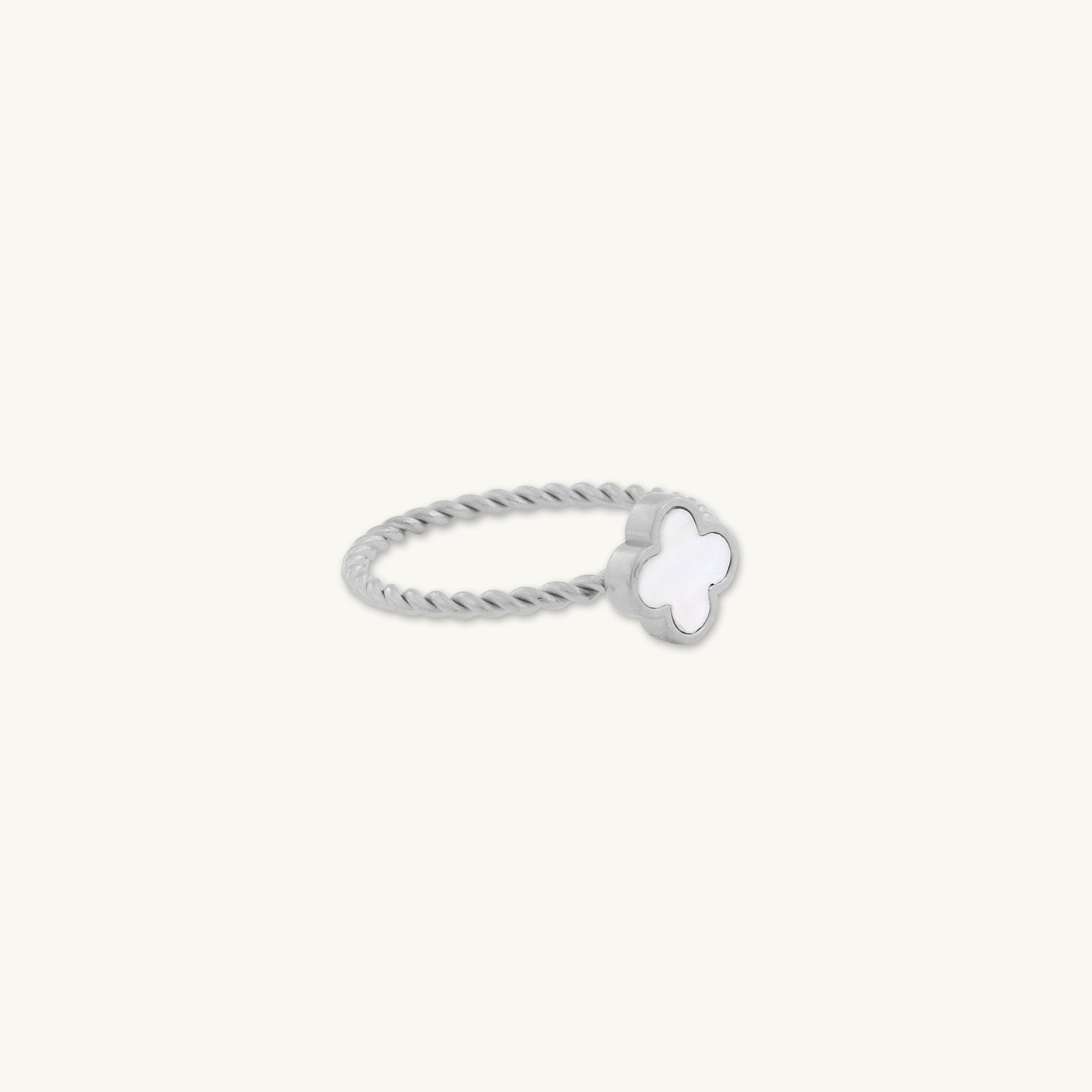 Clover Pearl Twist Stacker Ring - Camile & Stone