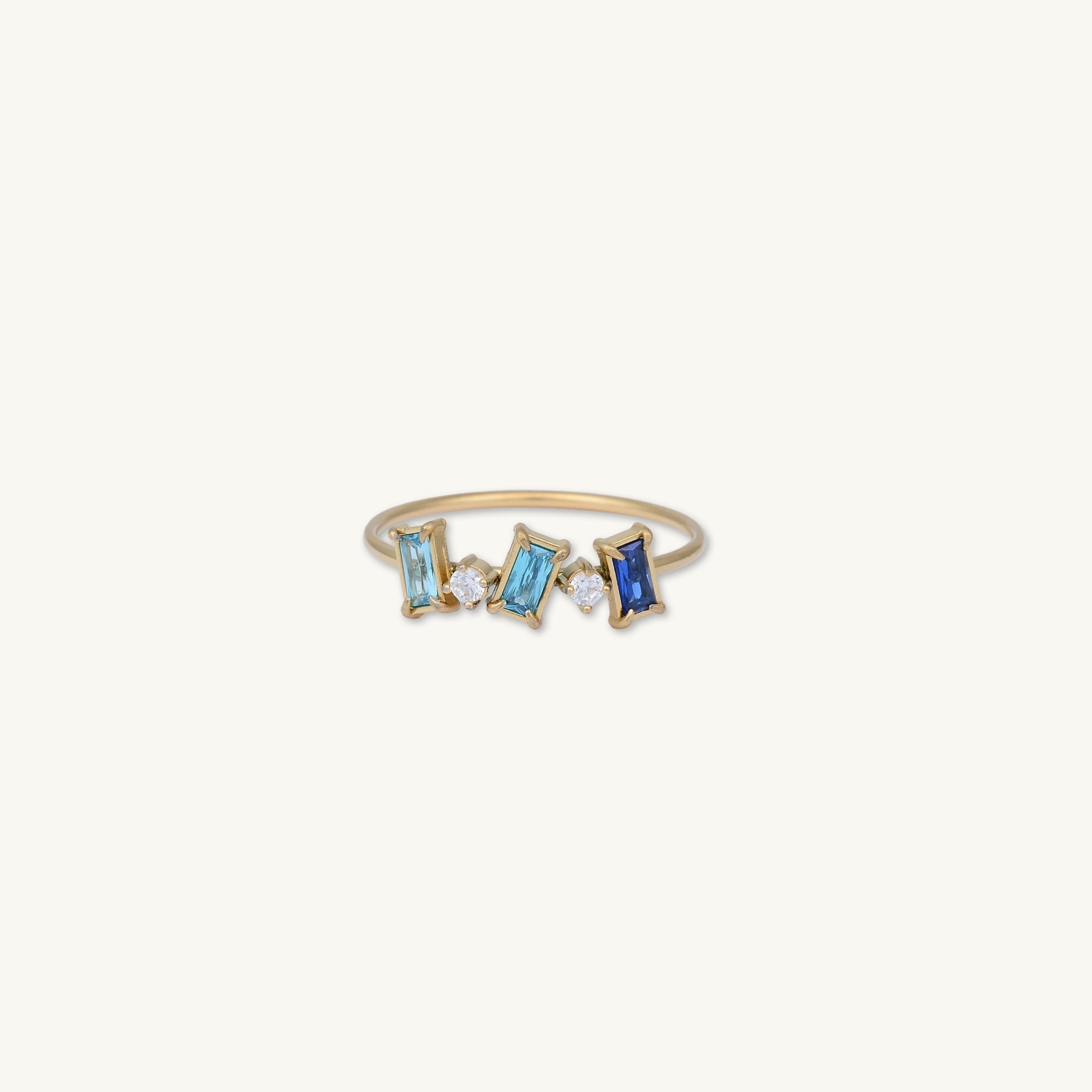 Cluster Blue Sapphire Baguette Ring - Camile & Stone